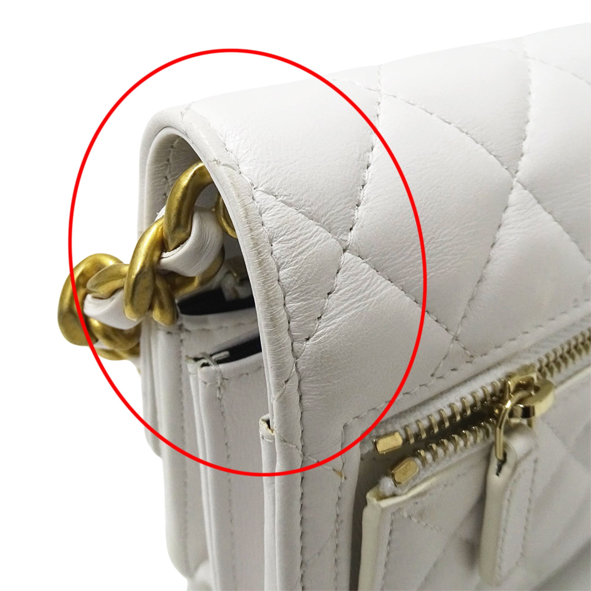 Chanel White Yellow Leather Handbag Shoulder Bag (Pre-Owned)