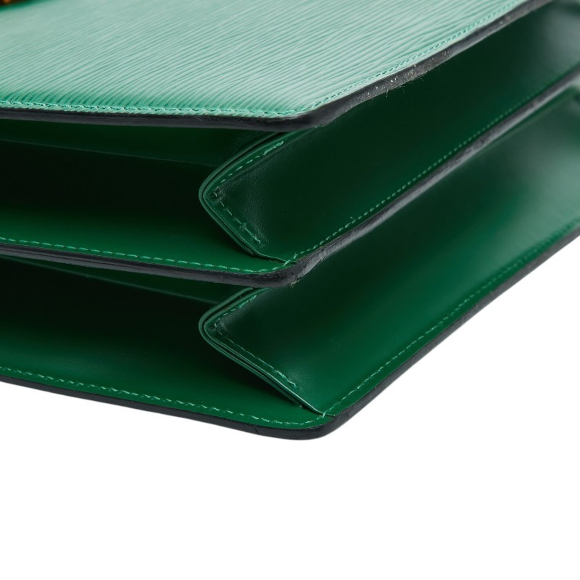 Louis Vuitton Borneo Green Leather Shoulder Bag (Pre-Owned)