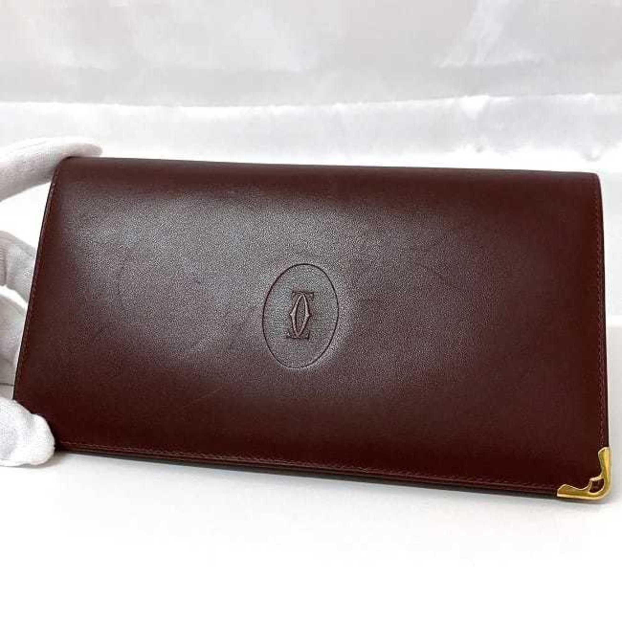 Cartier Bordeaux Leather Long Wallet (Bi-Fold) (Pre-Owned)