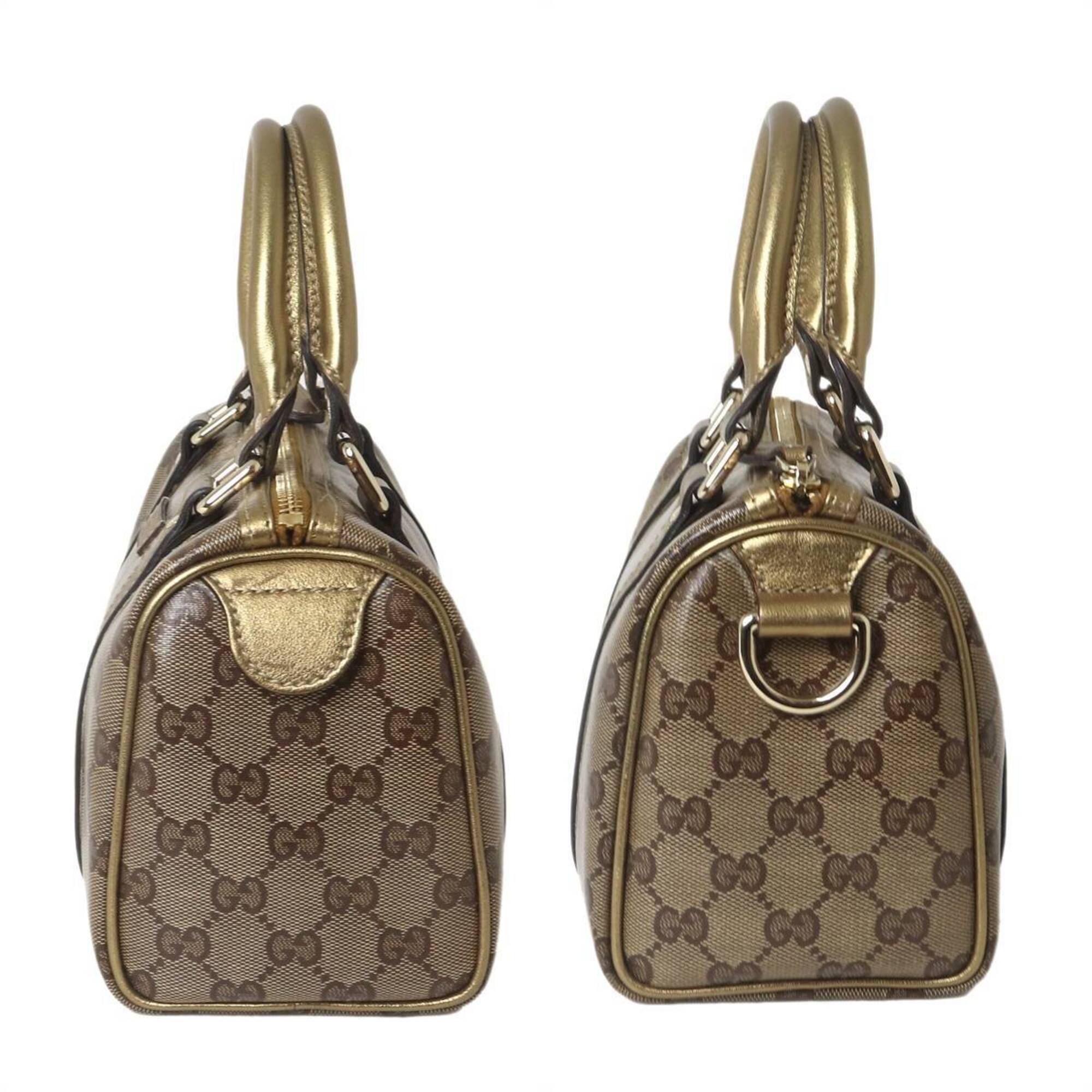 Gucci Gg Crystal Beige Brown Boston Bag Handbag (Pre-Owned)