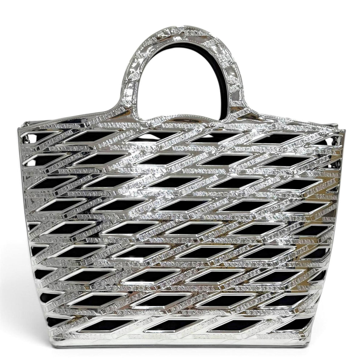 Balenciaga Black Silver Basket Shoulder Bag Tote Bag (Pre-Owned)