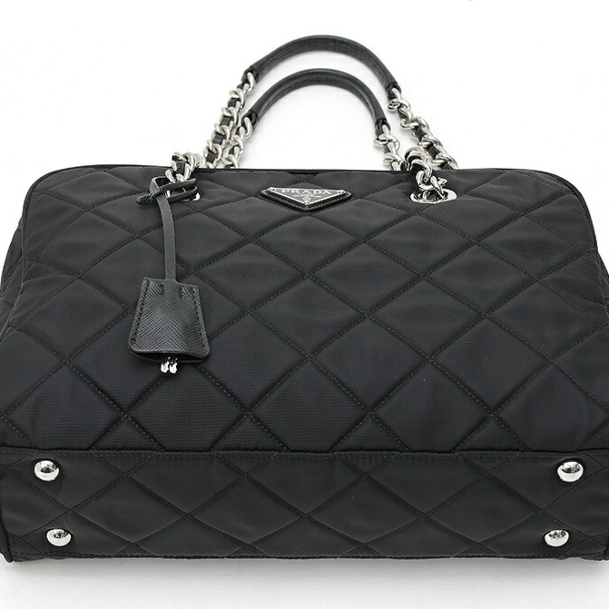 Prada Black Nero Fabric Boston Bag Shoulder Bag (Pre-Owned)