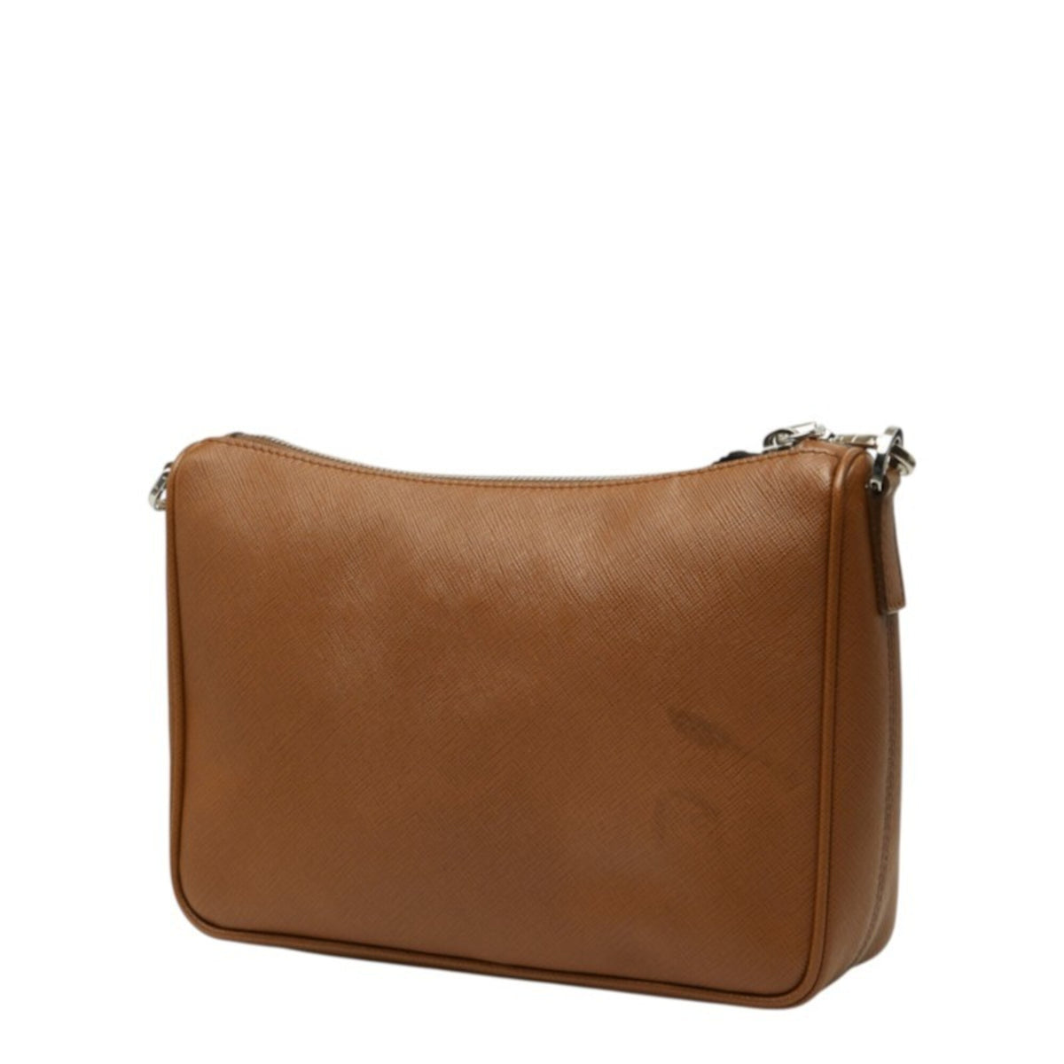 Prada Saffiano Brown Leather Shoulder Bag (Pre-Owned)