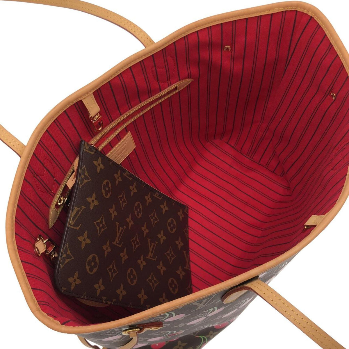 Louis Vuitton Marron Coated Canvas Handbag Pouch (Pre-Owned)
