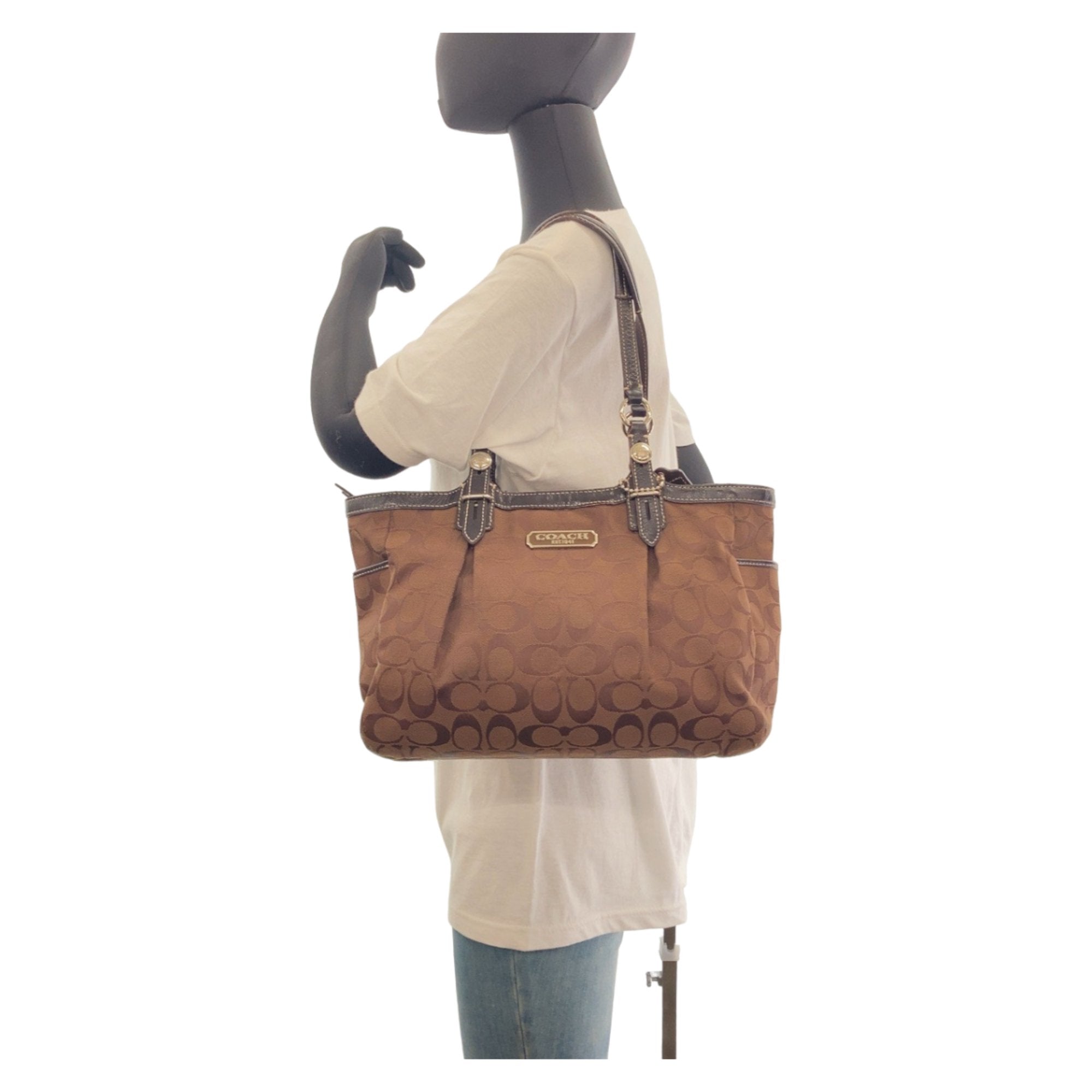 Coach Brown Canvas Shoulder Bag Tote Bag (Pre-Owned)