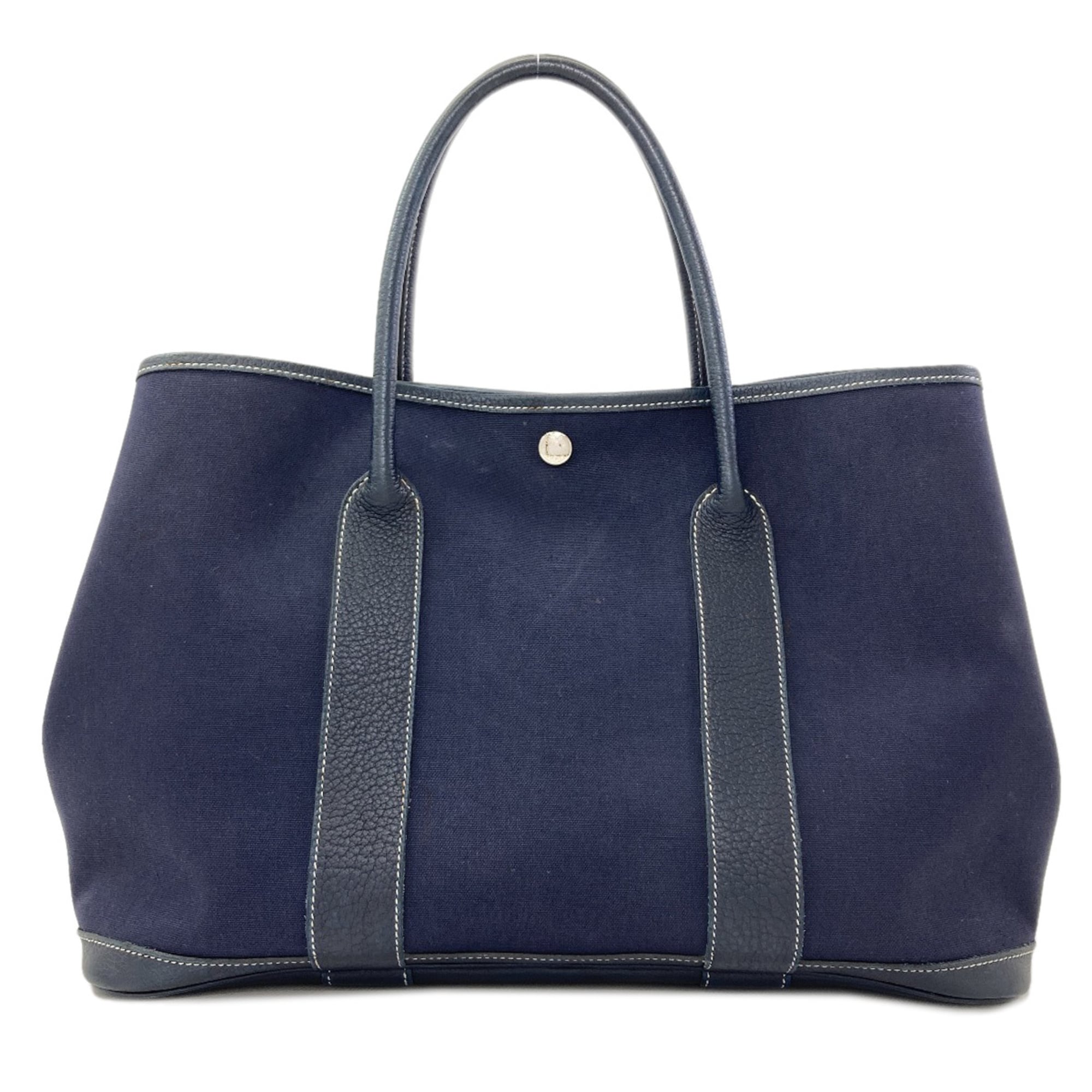 Hermes Garden Navy Toile Officier Tote Bag (Pre-Owned)