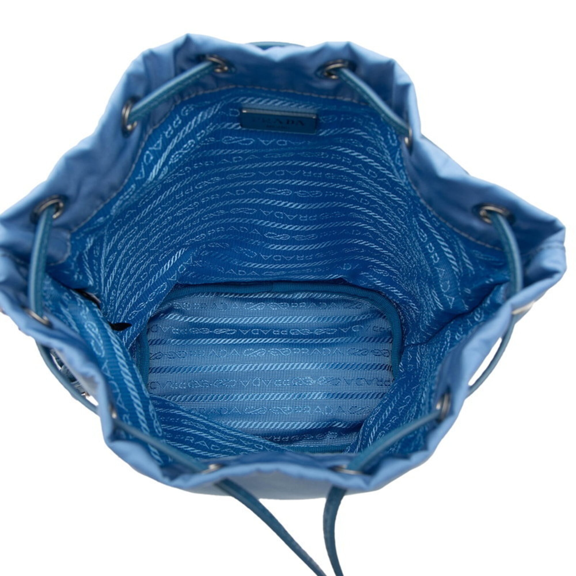 Prada Blue Nylon Leather Handbag Pouch (Pre-Owned)