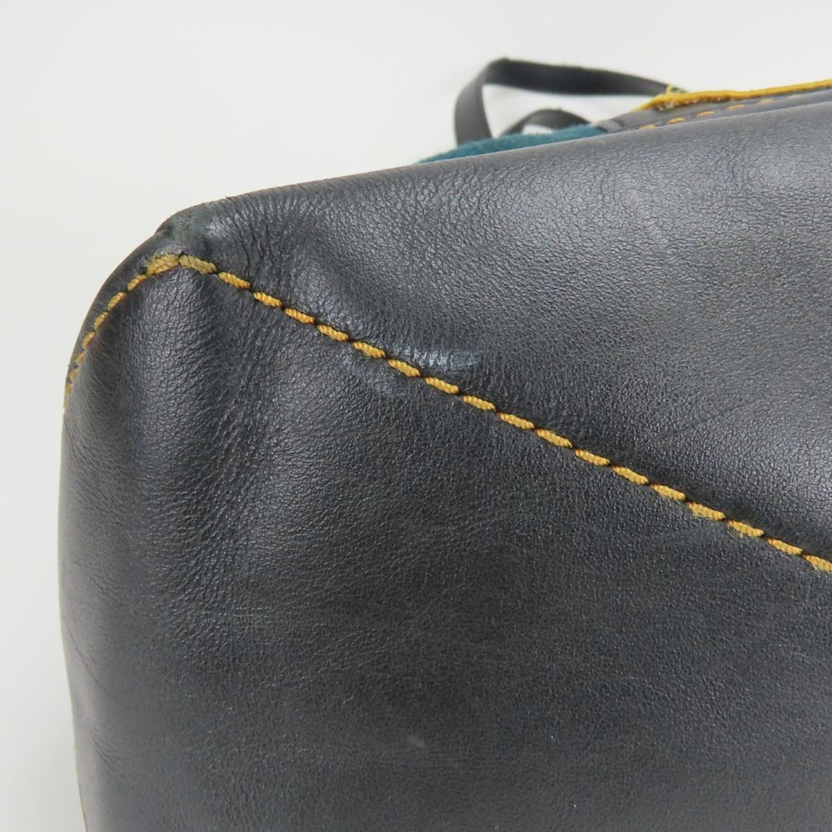 Coach Black Green Felt Leather Tote Bag (Pre-Owned)