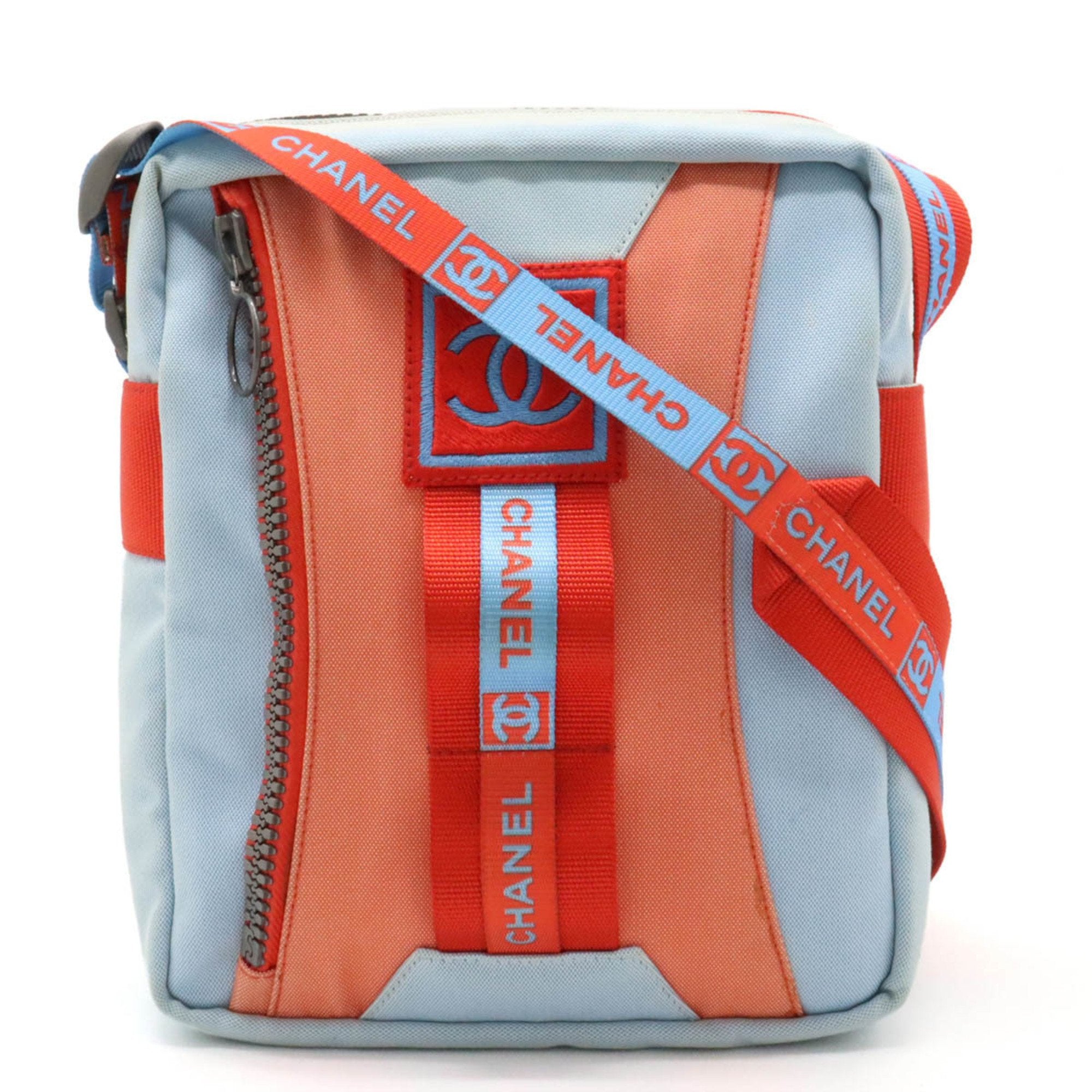Chanel Sport Light Blue Red Color Nylon Canvas Shoulder Bag (Pre-Owned)