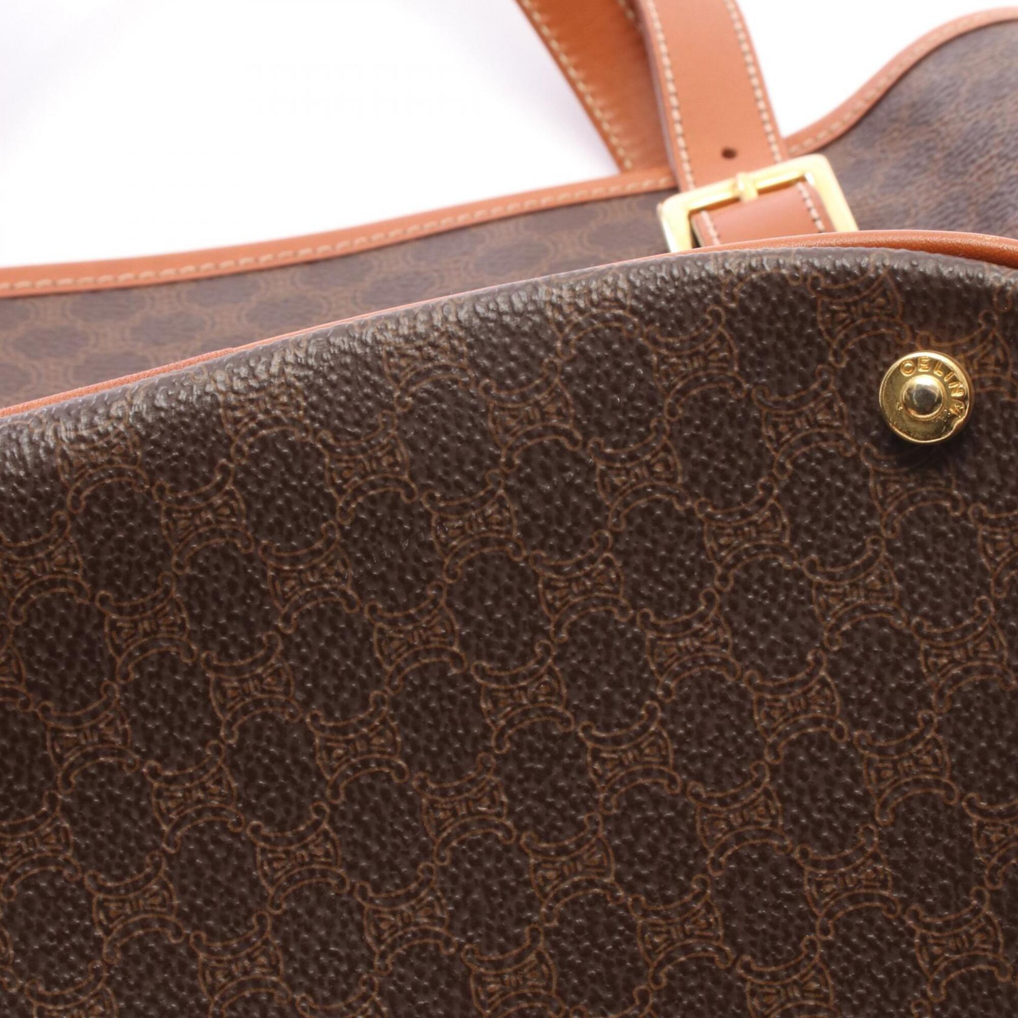 Celine Brown Coated Canvas Leather Handbag Tote Bag (Pre-Owned)