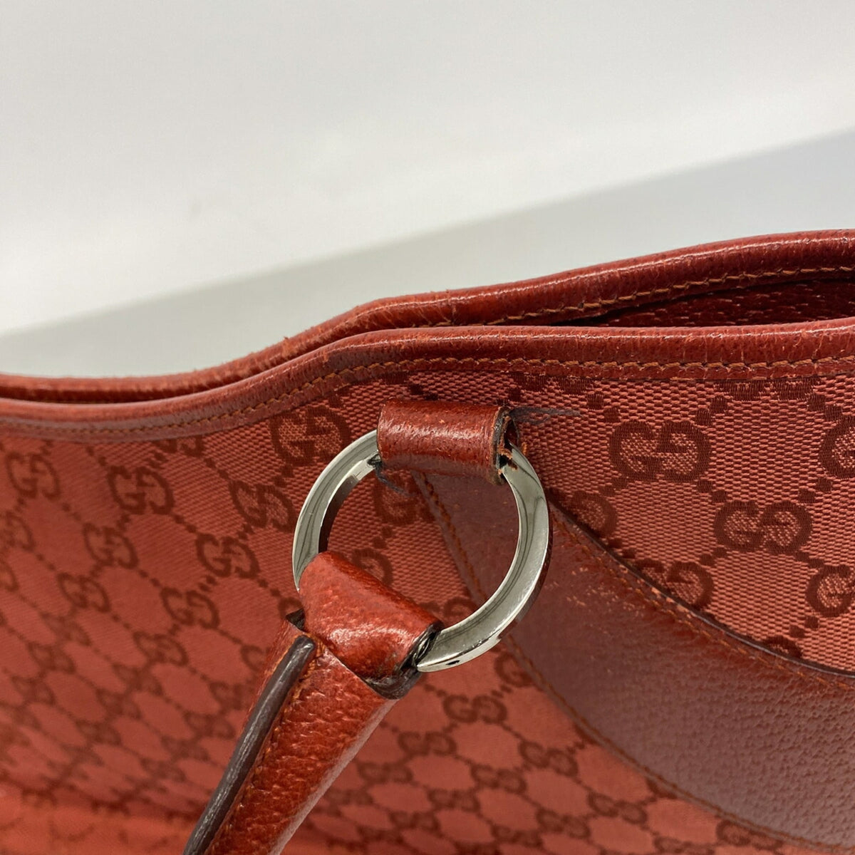 Gucci Red Color Canvas Tote Bag (Pre-Owned)