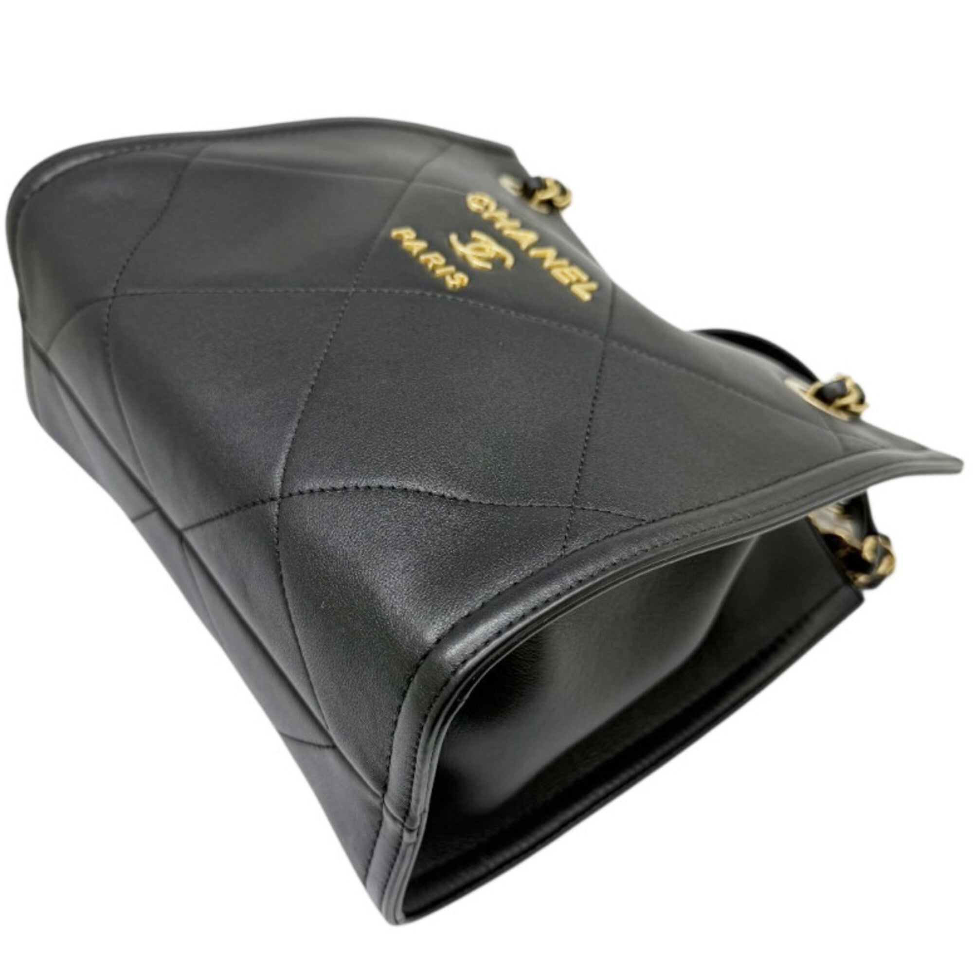 Chanel Black Leather Shoulder Bag Tote Bag (Pre-Owned)