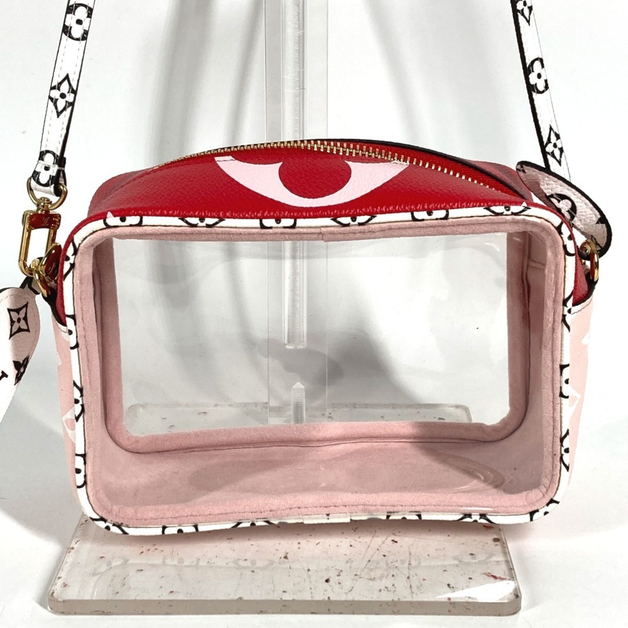 Louis Vuitton Pink Red Color Monogram Canvas Handbag Pouch Shoulder Bag (Pre-Owned)