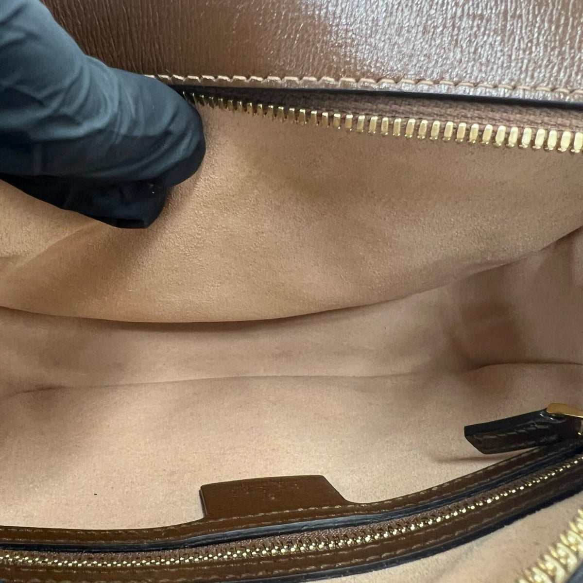 Gucci Brown Elastane Leather Pochette Shoulder Bag (Pre-Owned)