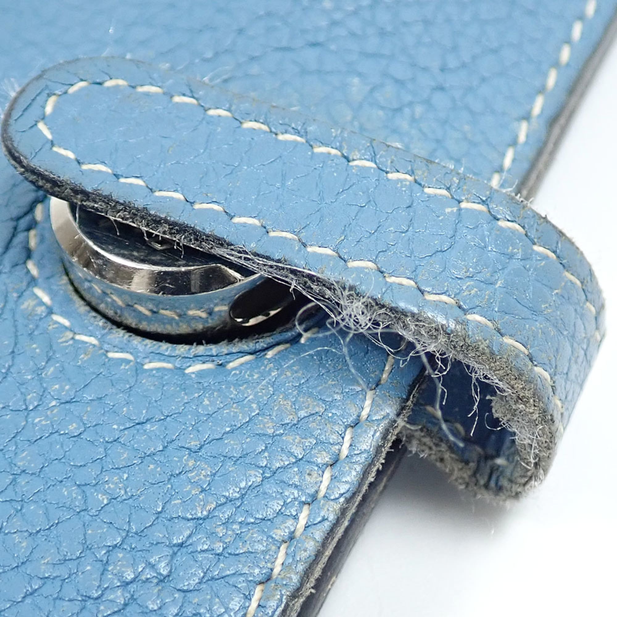 Hermes Dogon Duo Blue Taurillon Clemence Leather Long Wallet (Bi-Fold) (Pre-Owned)