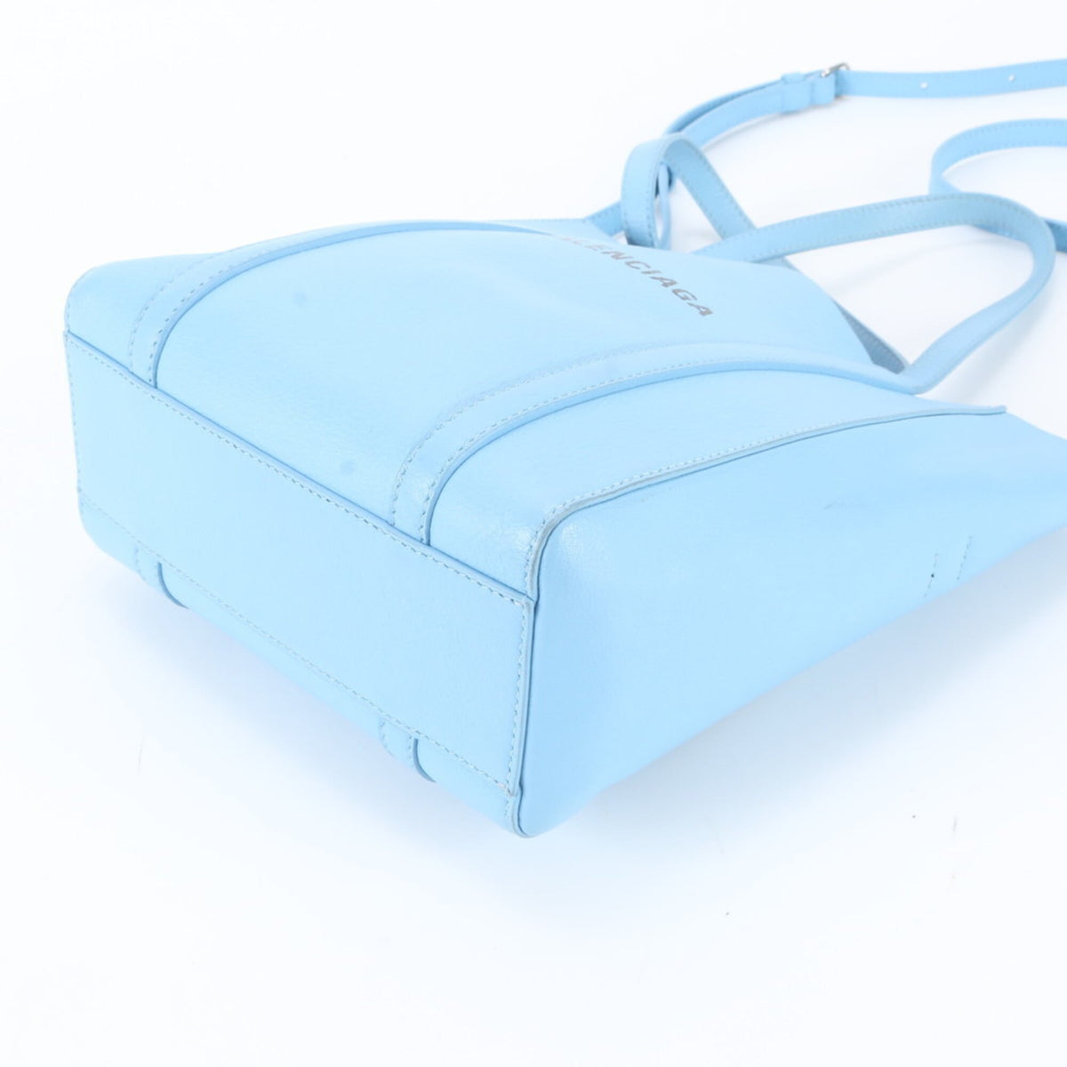 Balenciaga Light Blue Leather Handbag Shoulder Bag Tote Bag (Pre-Owned)