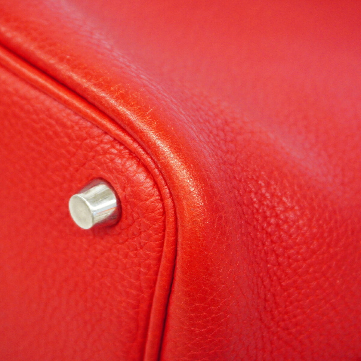 Hermes Rouge Casaque Taurillon Clemence Leather Handbag (Pre-Owned)