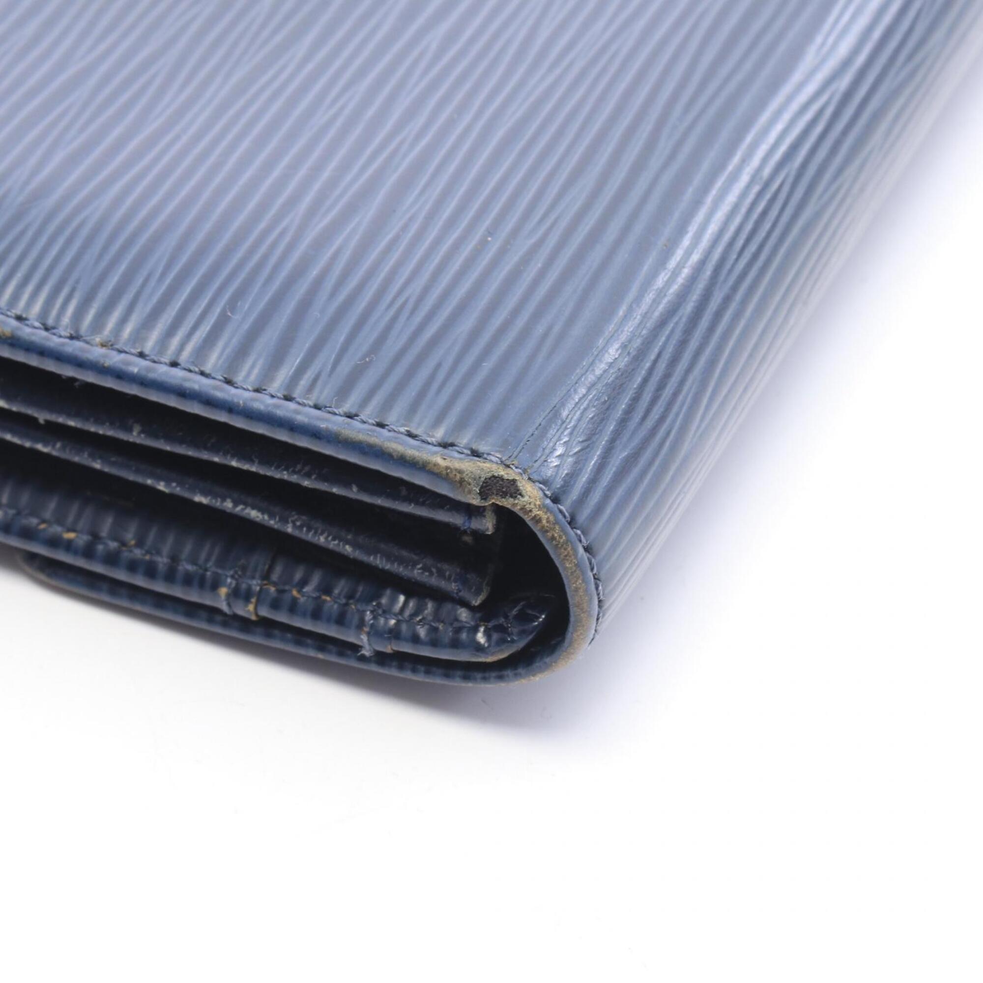 Louis Vuitton Navy Leather Long Wallet (Bi-Fold) (Pre-Owned)