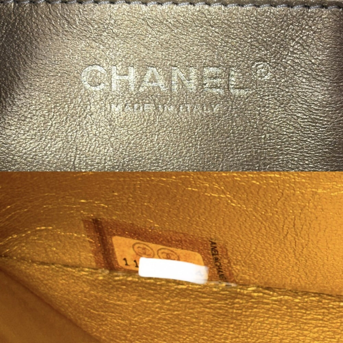 Chanel Gold Leather Boston Bag Handbag (Pre-Owned)