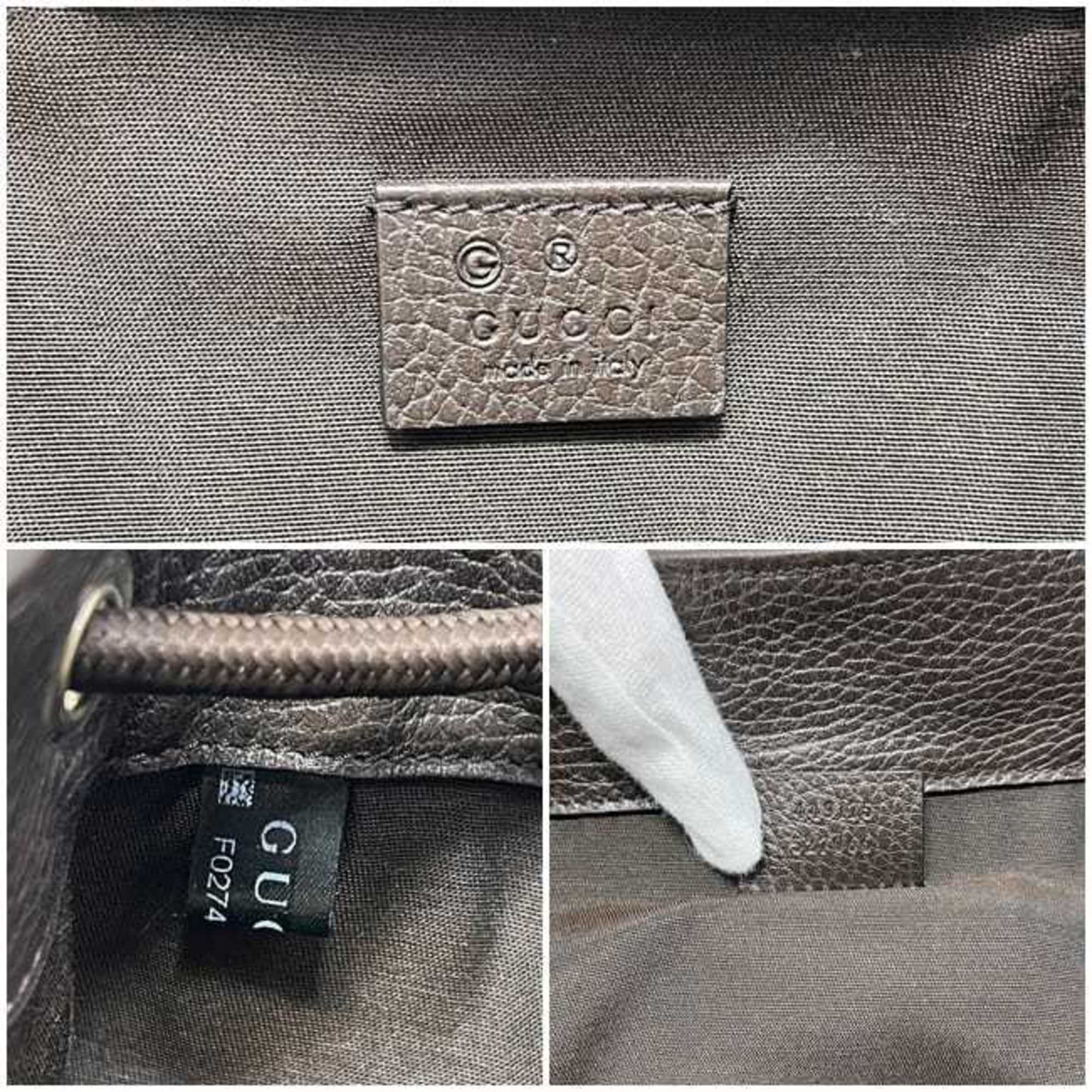 Gucci Beige Brown Brown Gg Gg Canvas Leather Backpack (Pre-Owned)