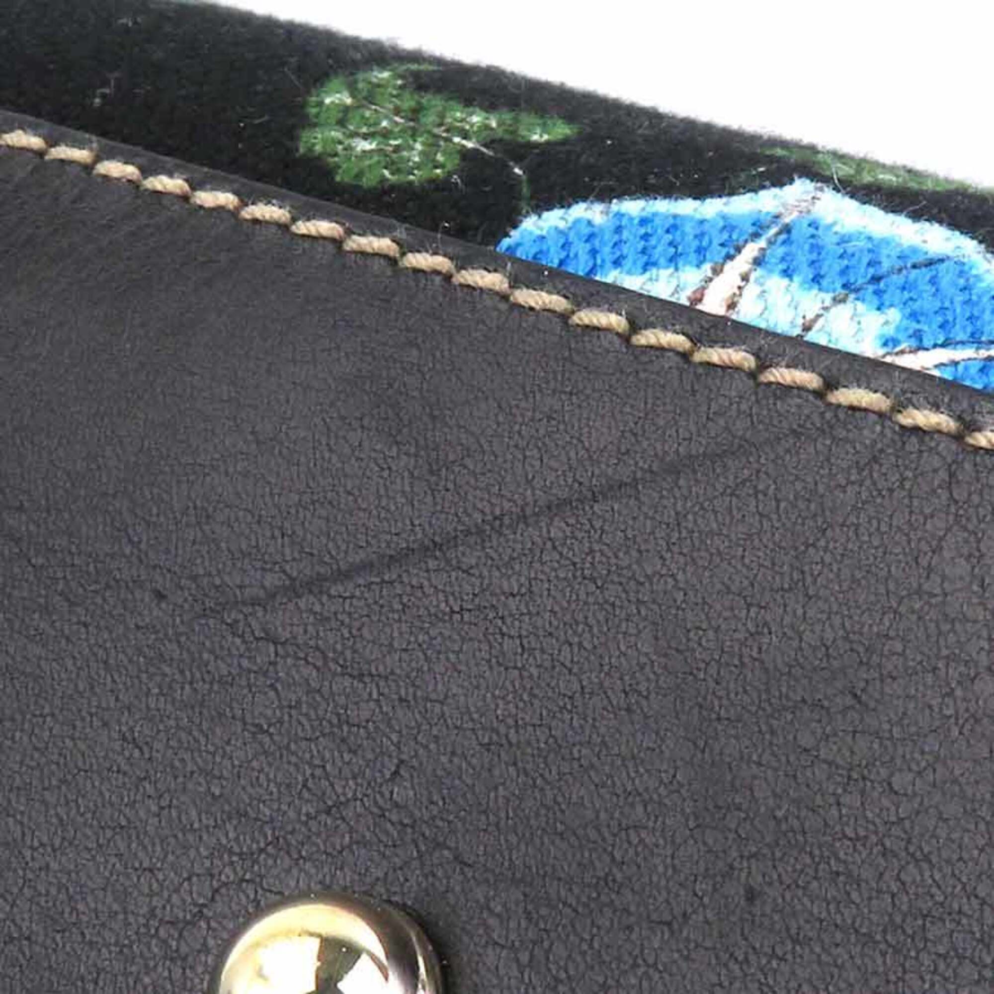 Gucci Black Multi-Color Canvas Leather Handbag (Pre-Owned)