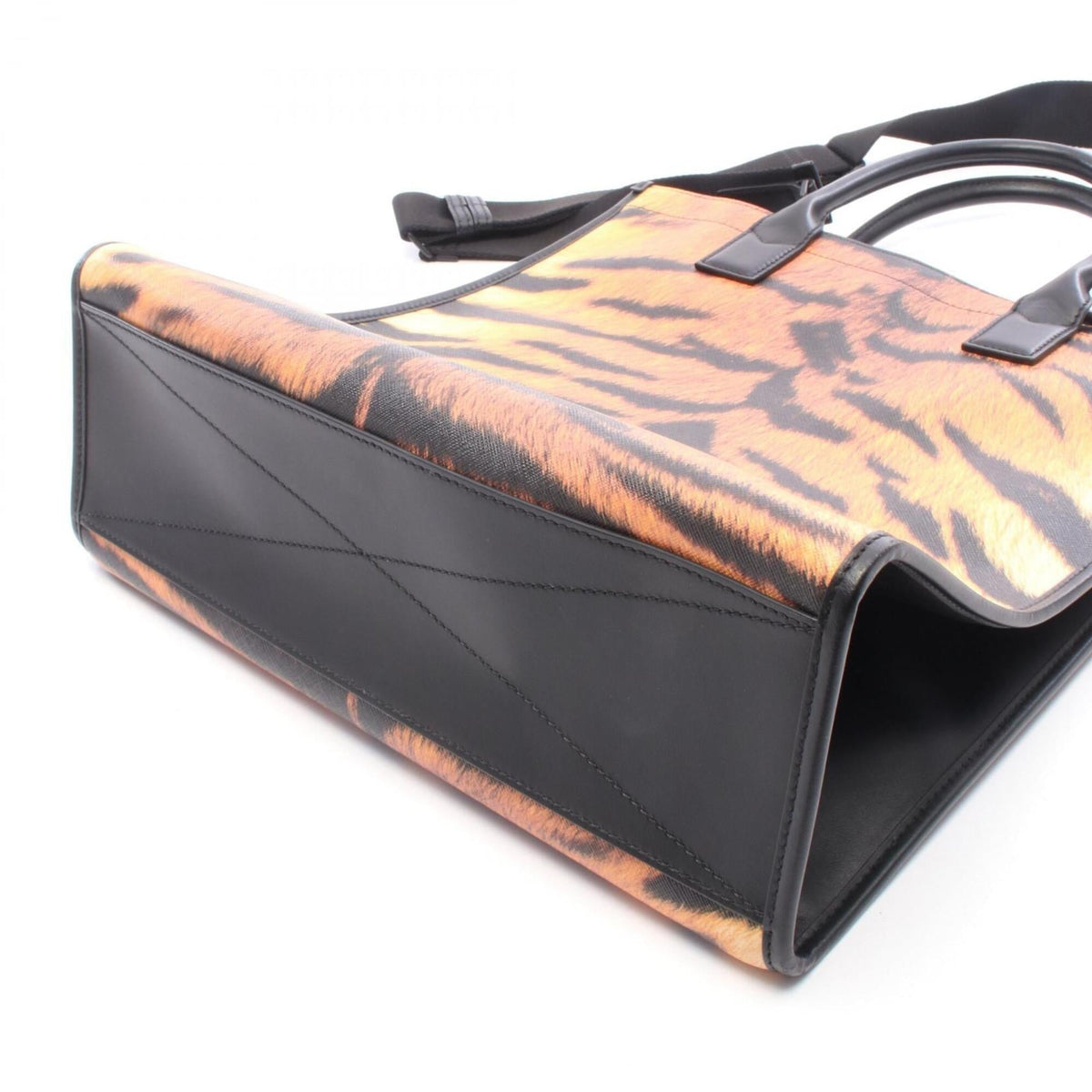 Burberry Black Brown Coated Canvas Leather Handbag Tote Bag (Pre-Owned)