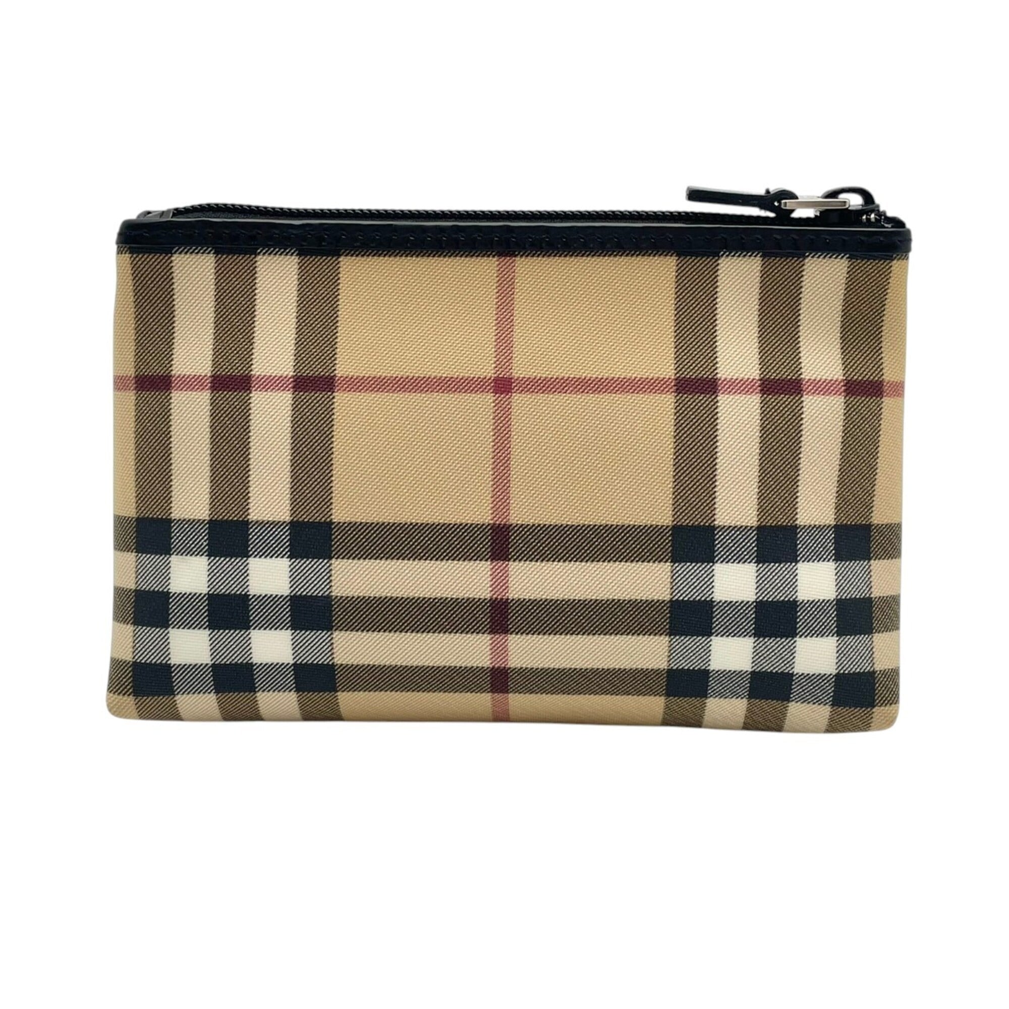 Burberry Beige Black Pvc Leather Pouch (Pre-Owned)