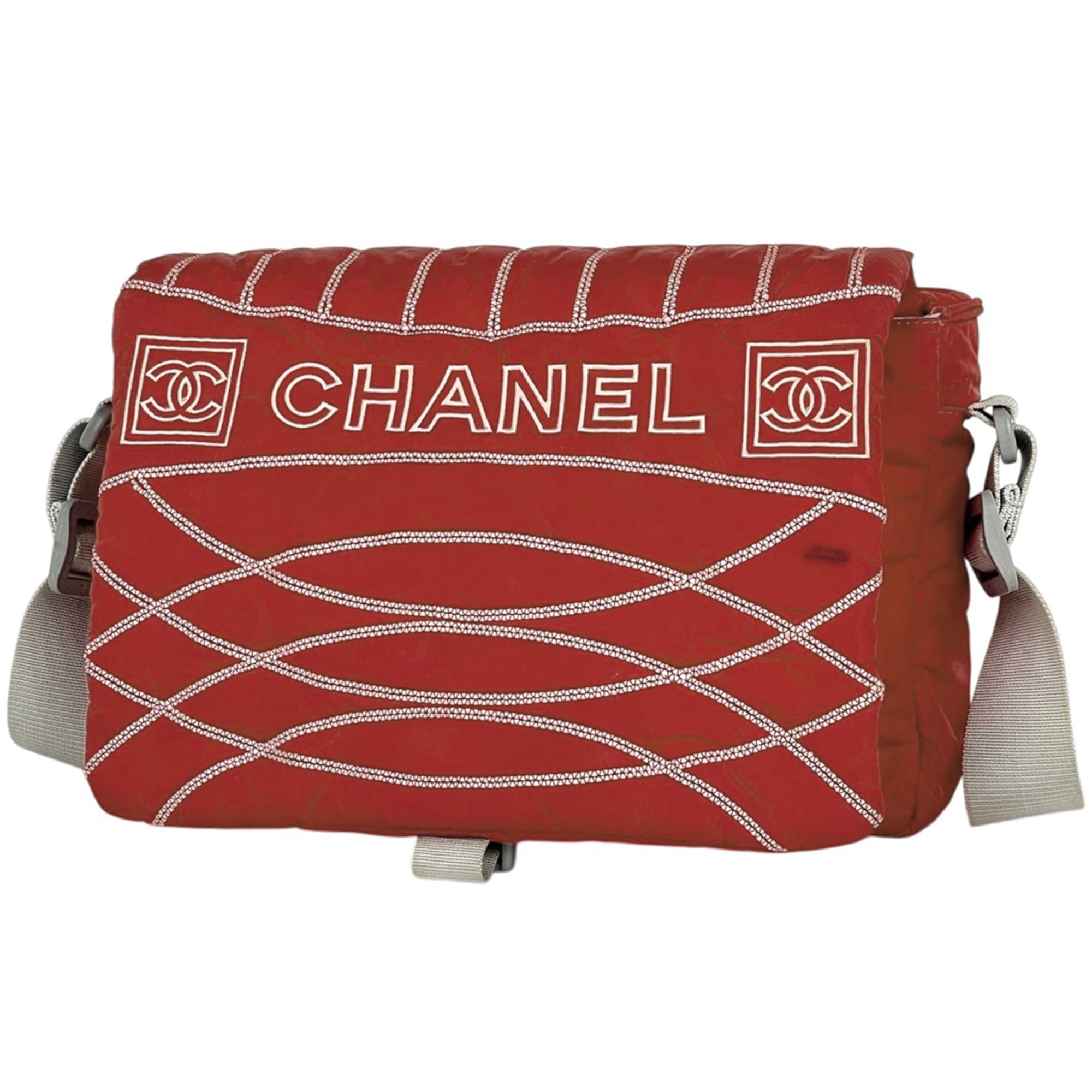 Chanel Red Color Nylon Shoulder Bag (Pre-Owned)