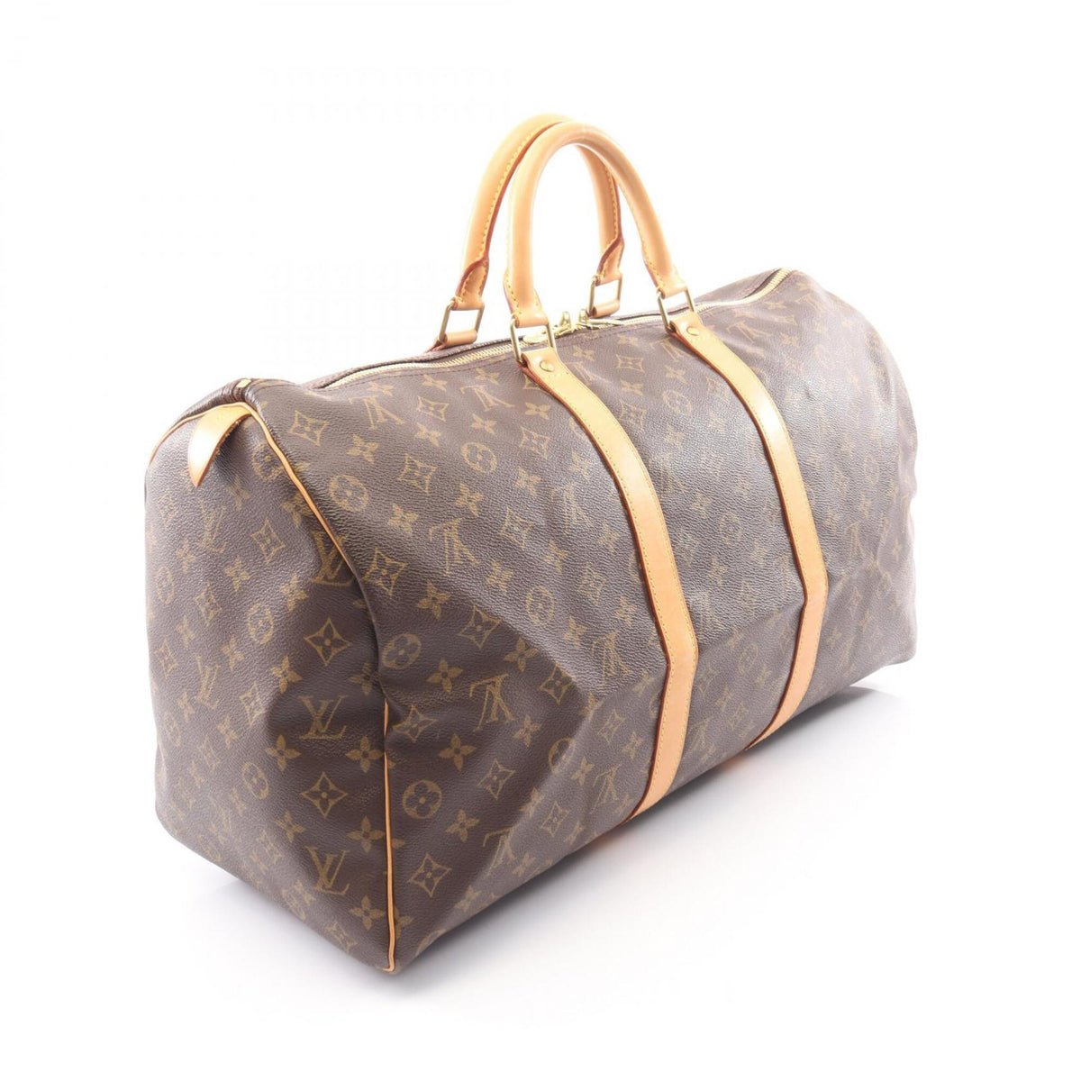 Louis Vuitton Brown Coated Canvas Leather Boston Bag Handbag (Pre-Owned)