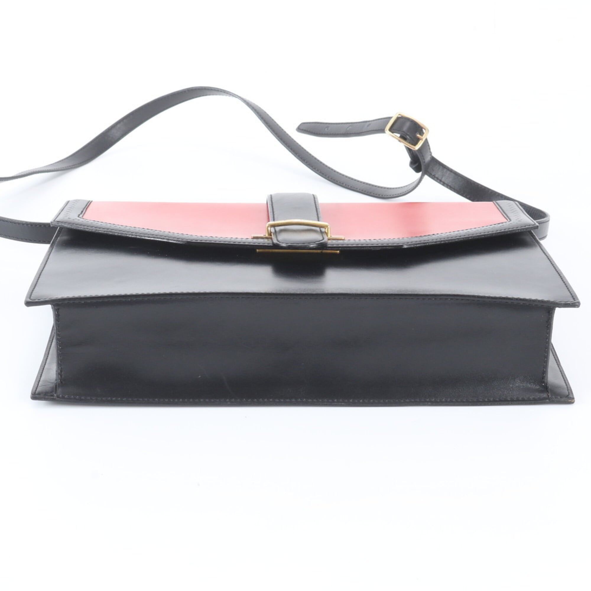 Celine Black Red Color Leather Shoulder Bag (Pre-Owned)