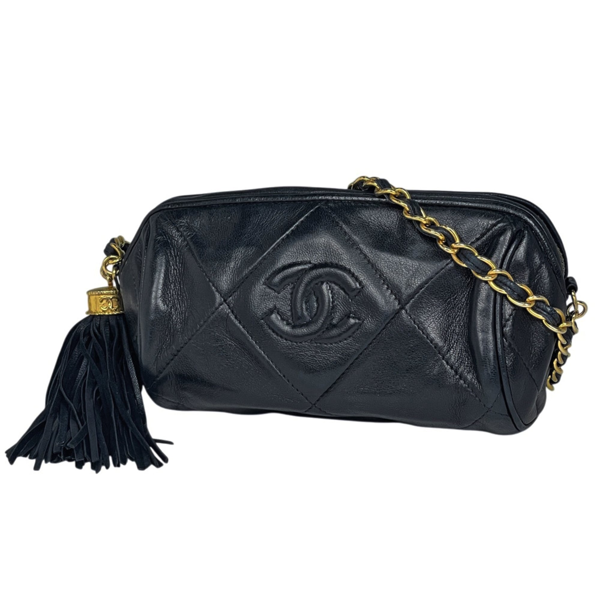 Chanel Navy Leather Shoulder Bag (Pre-Owned)