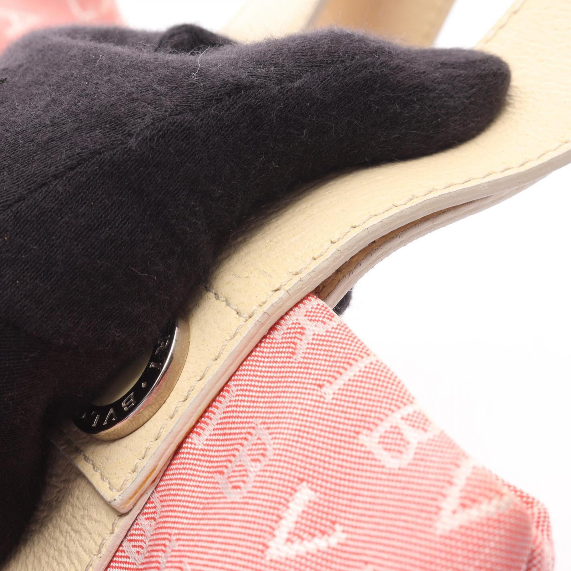 Bvlgari Ivory Pink Canvas Leather Handbag (Pre-Owned)