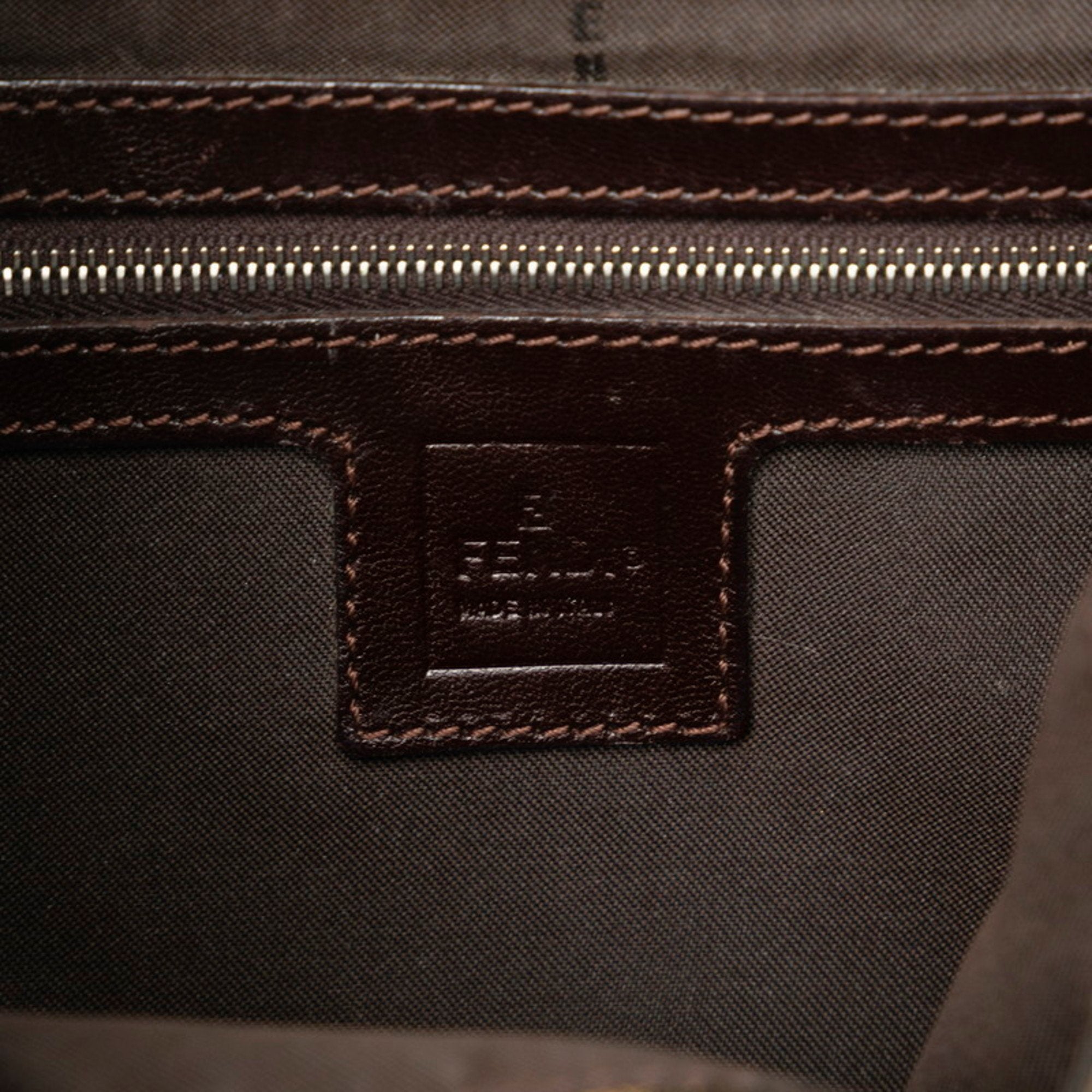 Fendi Brown Canvas Leather Handbag (Pre-Owned)
