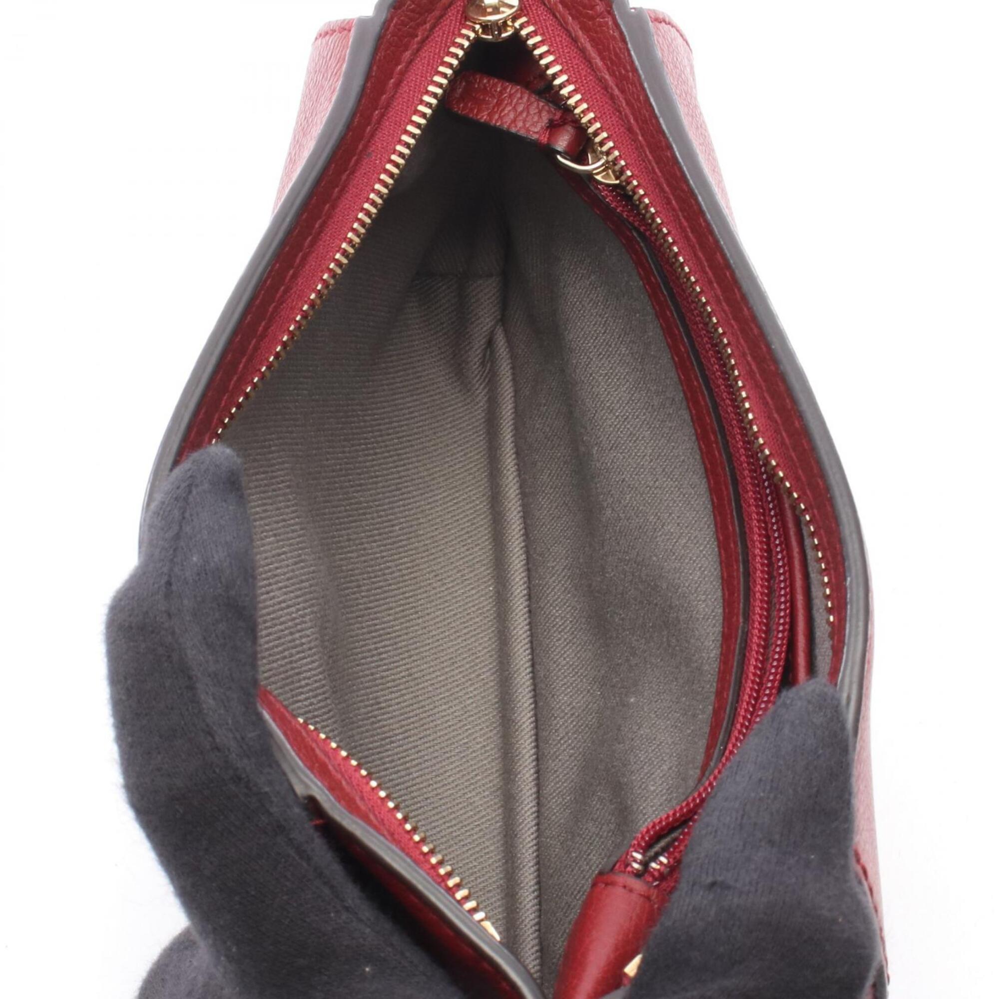 Cartier Bordeaux Leather Clutch Bag Handbag (Pre-Owned)