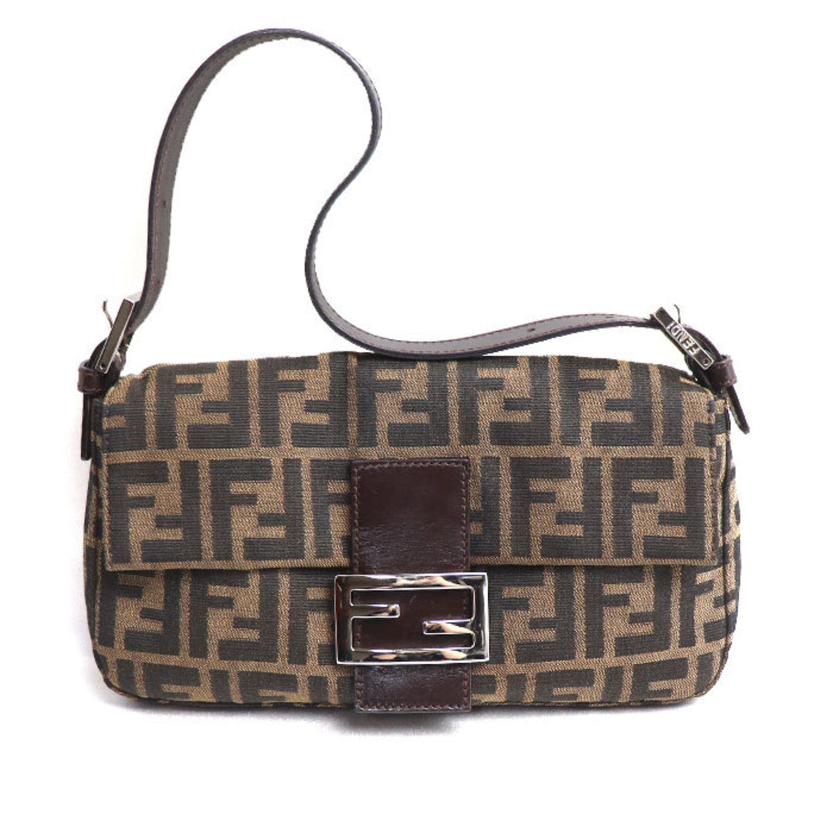 Fendi Brown Canvas Leather Shoulder Bag (Pre-Owned)