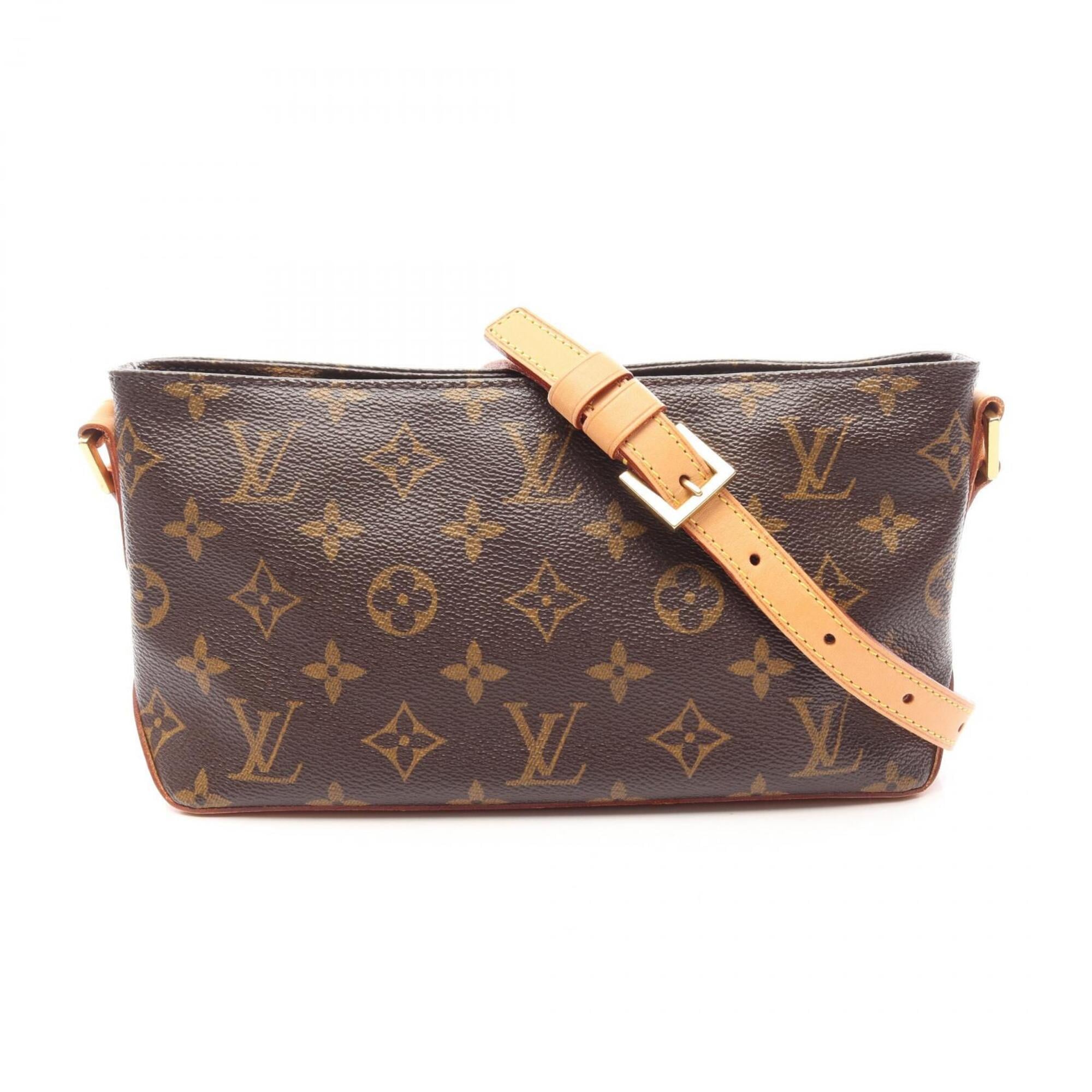 Louis Vuitton Brown Coated Canvas Leather Handbag Shoulder Bag (Pre-Owned)