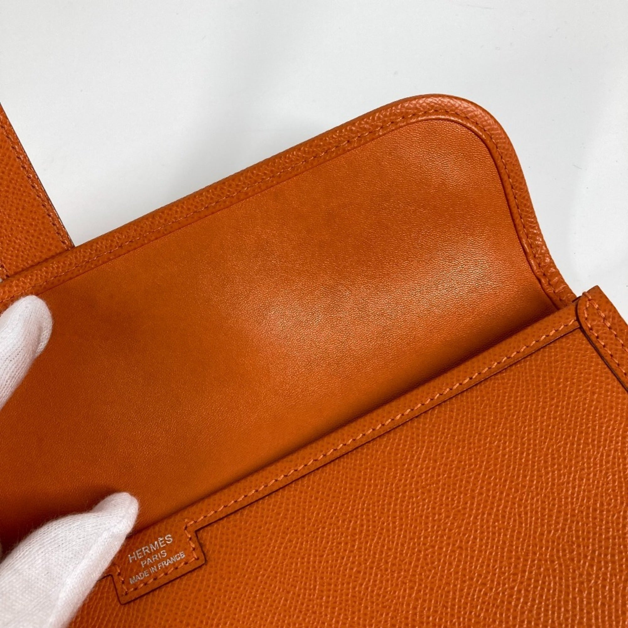 Hermes Jige Orange Epsom Leather Clutch Bag (Pre-Owned)