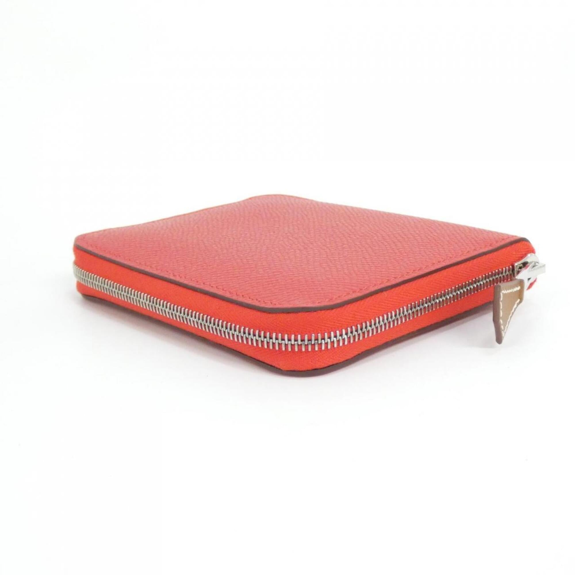Hermes Red Color Silk Epsom Leather Wallet (Bi-Fold) (Pre-Owned)