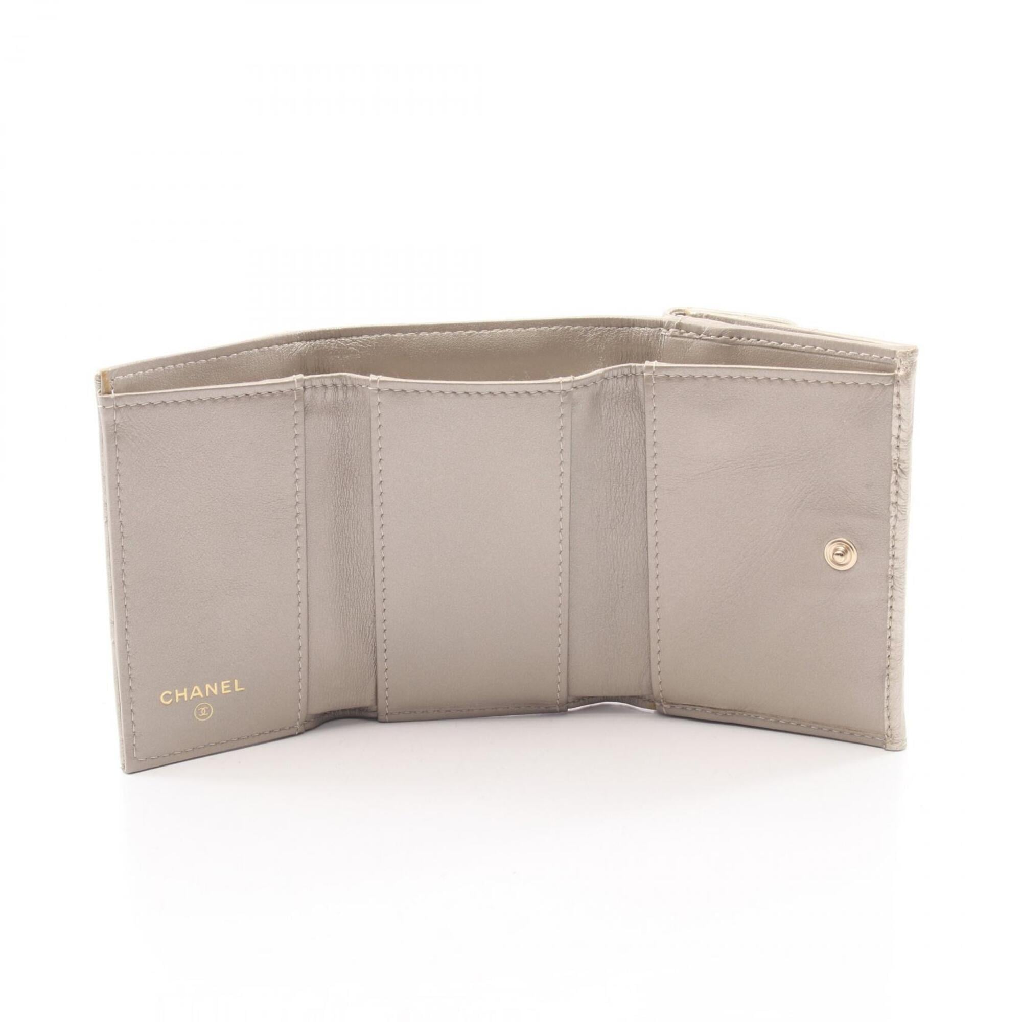 Chanel Gold Leather Wallet (Tri-Fold) (Pre-Owned)