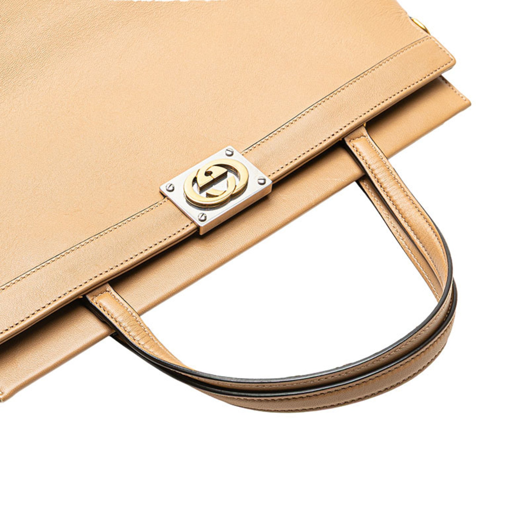 Gucci Beige Leather Handbag Shoulder Bag (Pre-Owned)