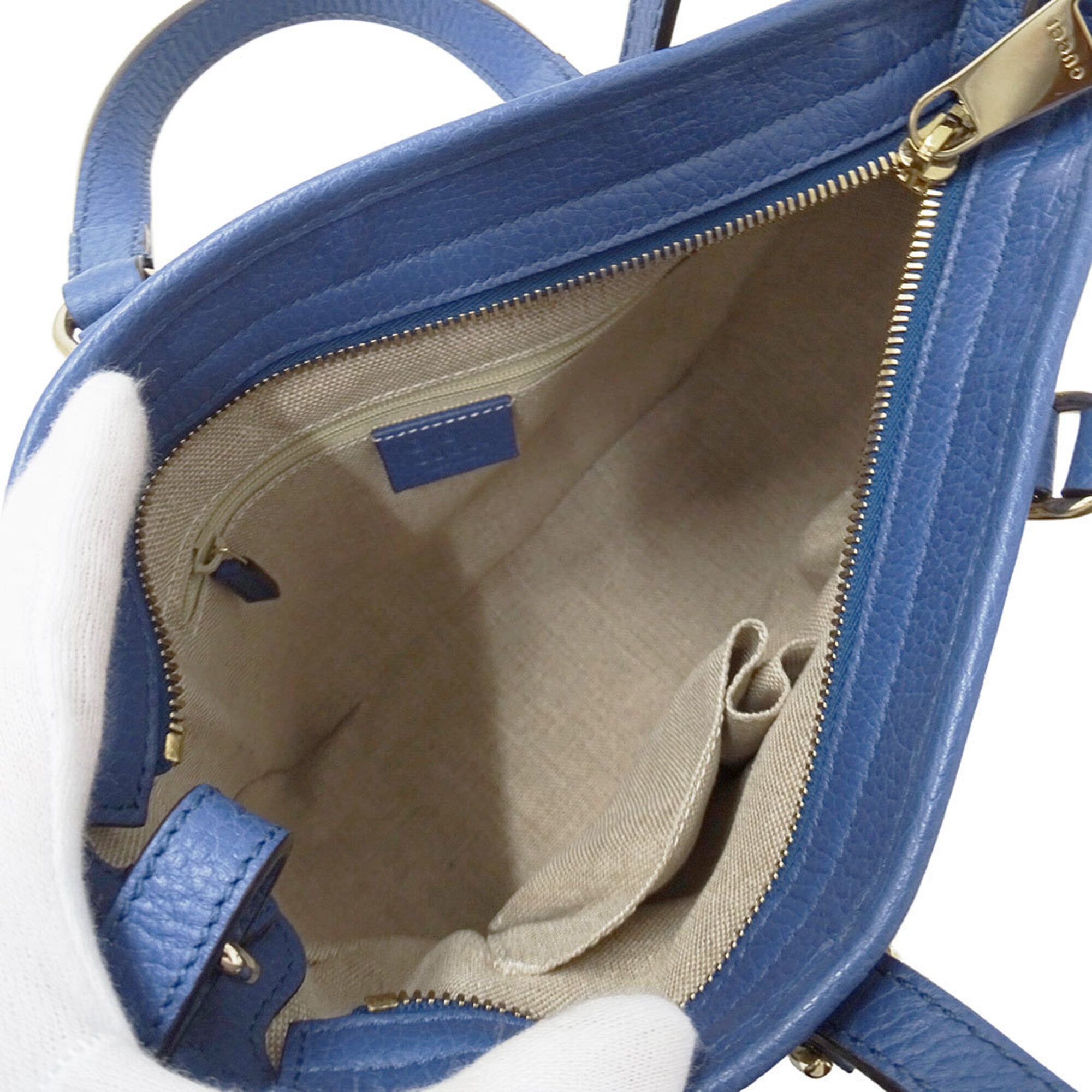 Gucci Beige Blue Gg Canvas Handbag Shoulder Bag (Pre-Owned)
