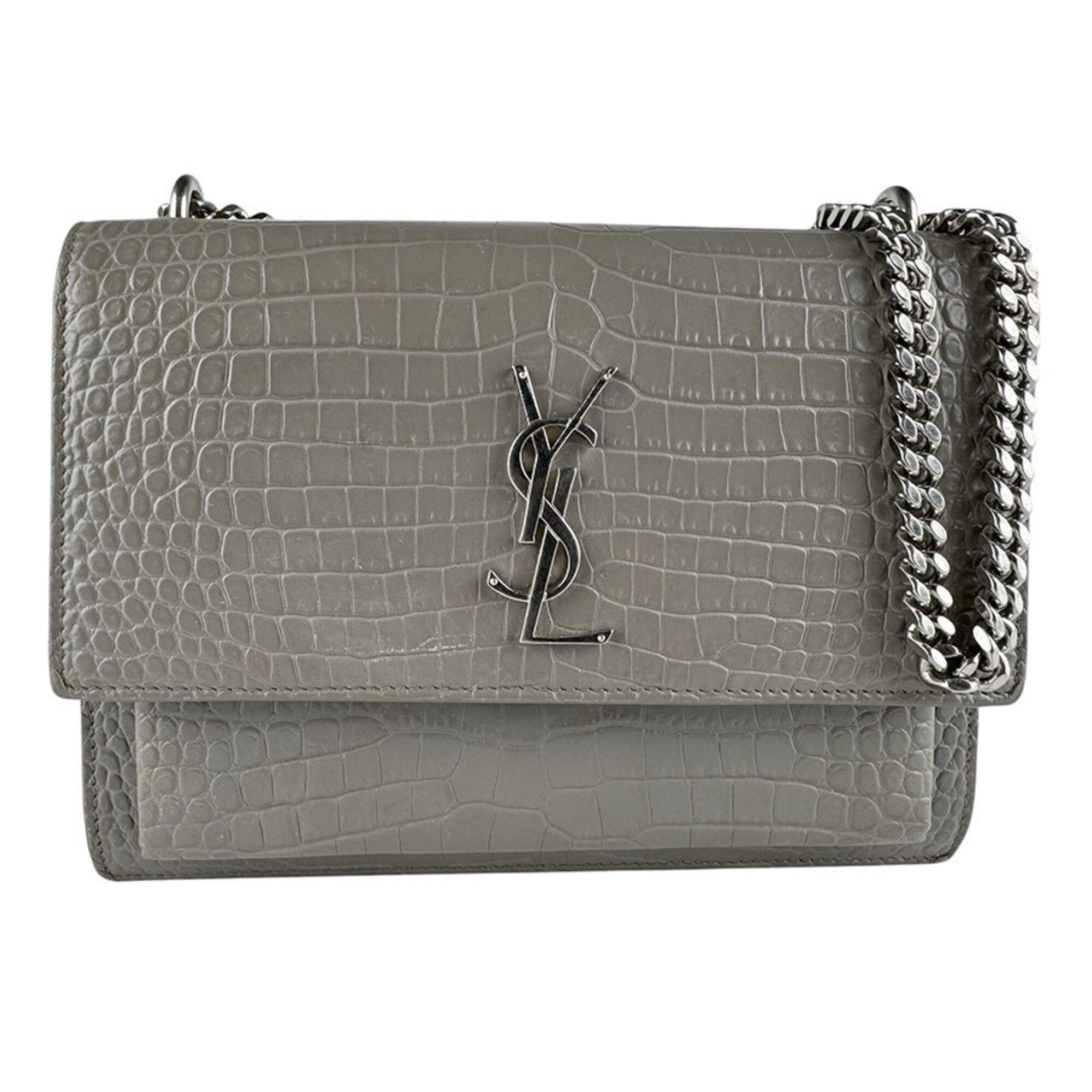 Saint Laurent Gray Leather Shoulder Bag (Pre-Owned)