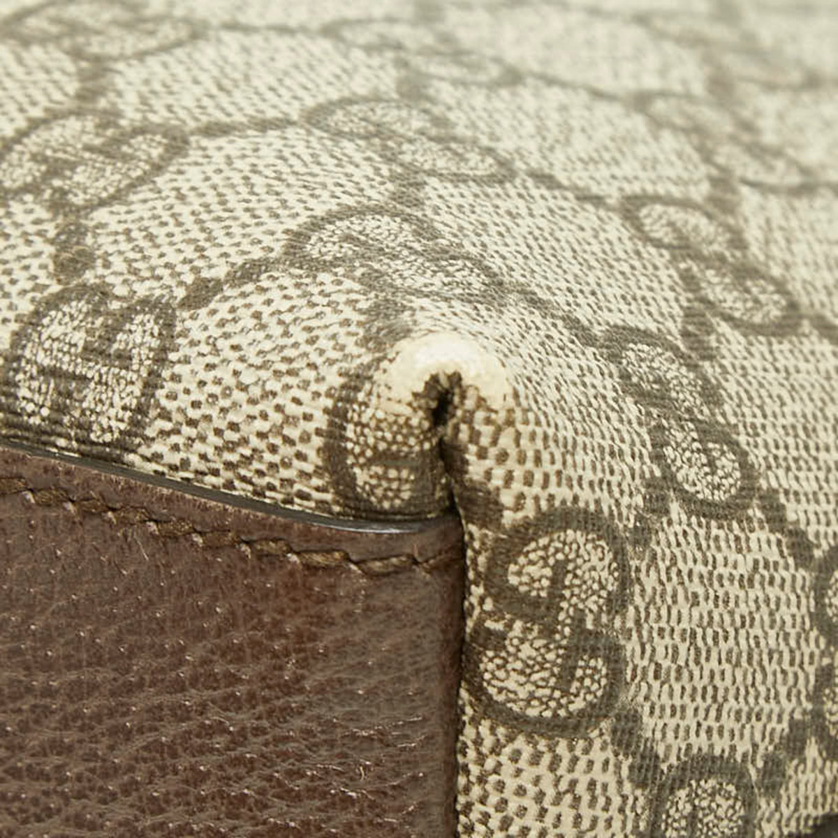 Gucci Sherry Line Beige Brown Pvc Leather Shoulder Bag (Pre-Owned)