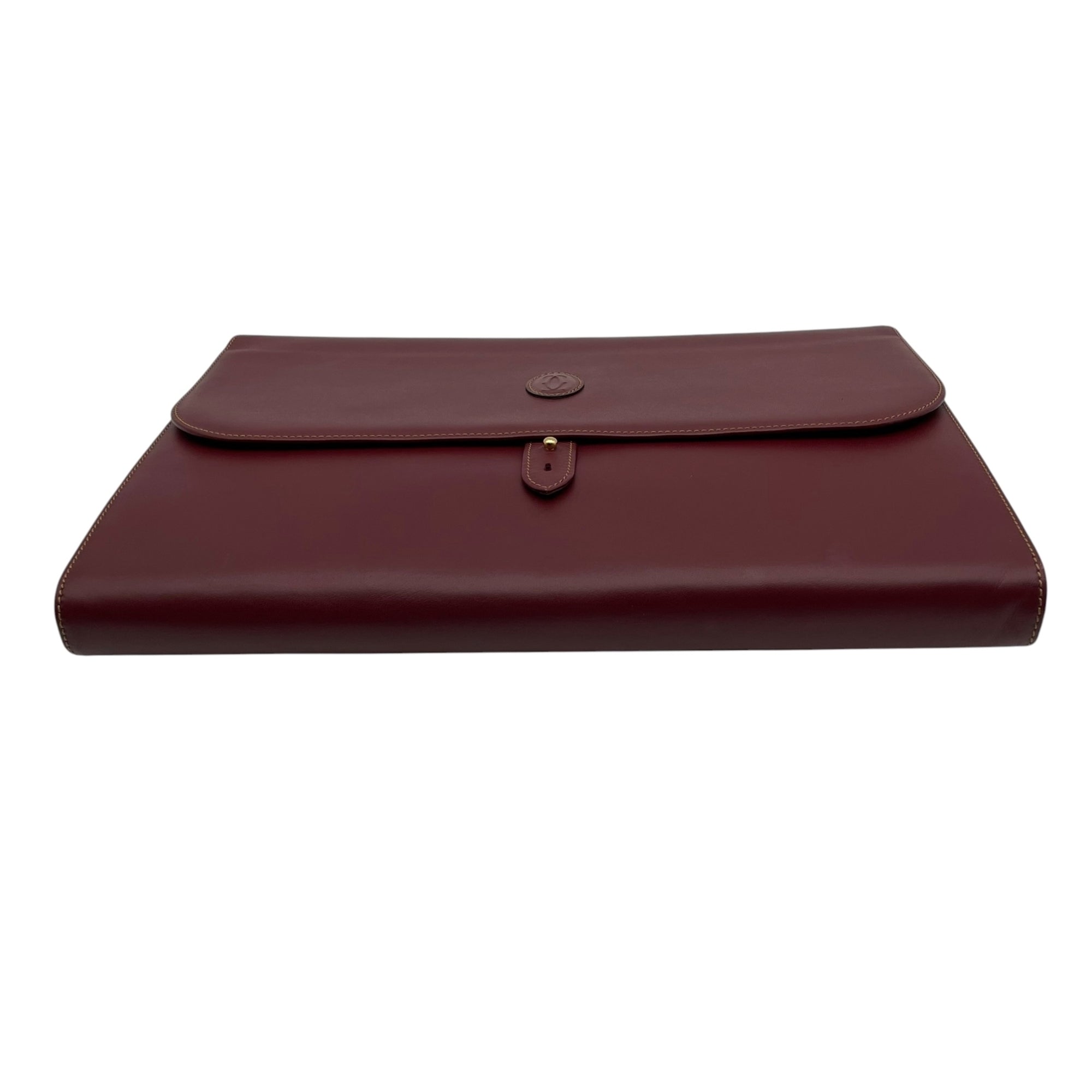 Cartier Bordeaux Leather Clutch Bag Handbag (Pre-Owned)