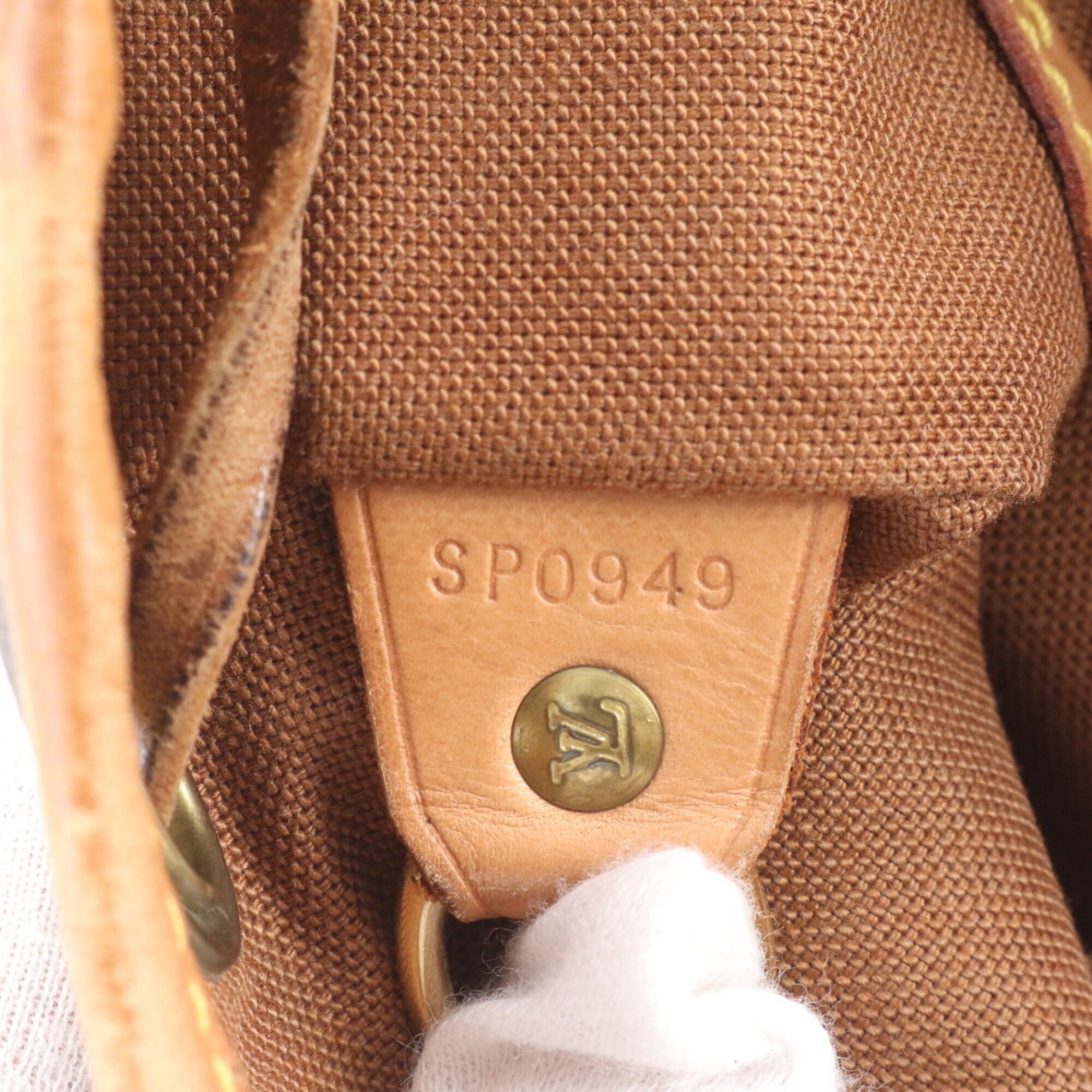 Louis Vuitton Brown Leather Coated Canvas Backpack Shoulder Bag (Pre-Owned)