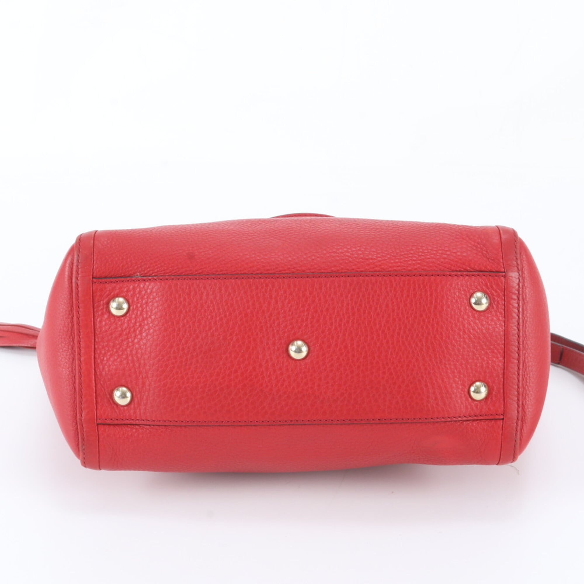 Gucci Red Color Leather Handbag Shoulder Bag Tote Bag (Pre-Owned)