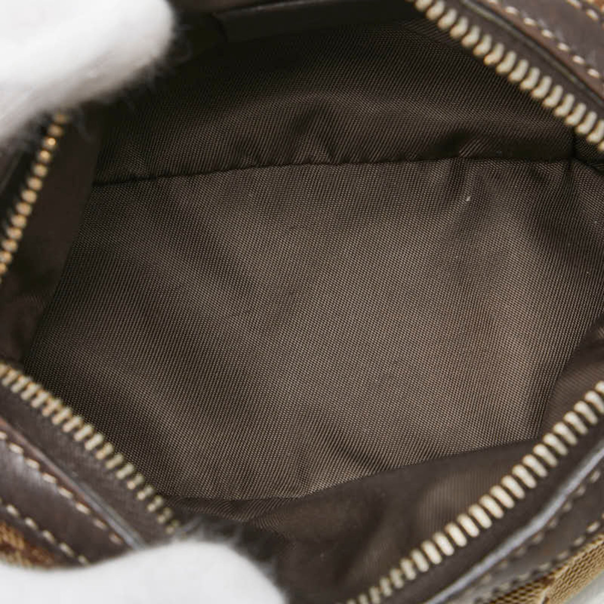 Gucci Beige Brown Canvas Leather Pouch (Pre-Owned)