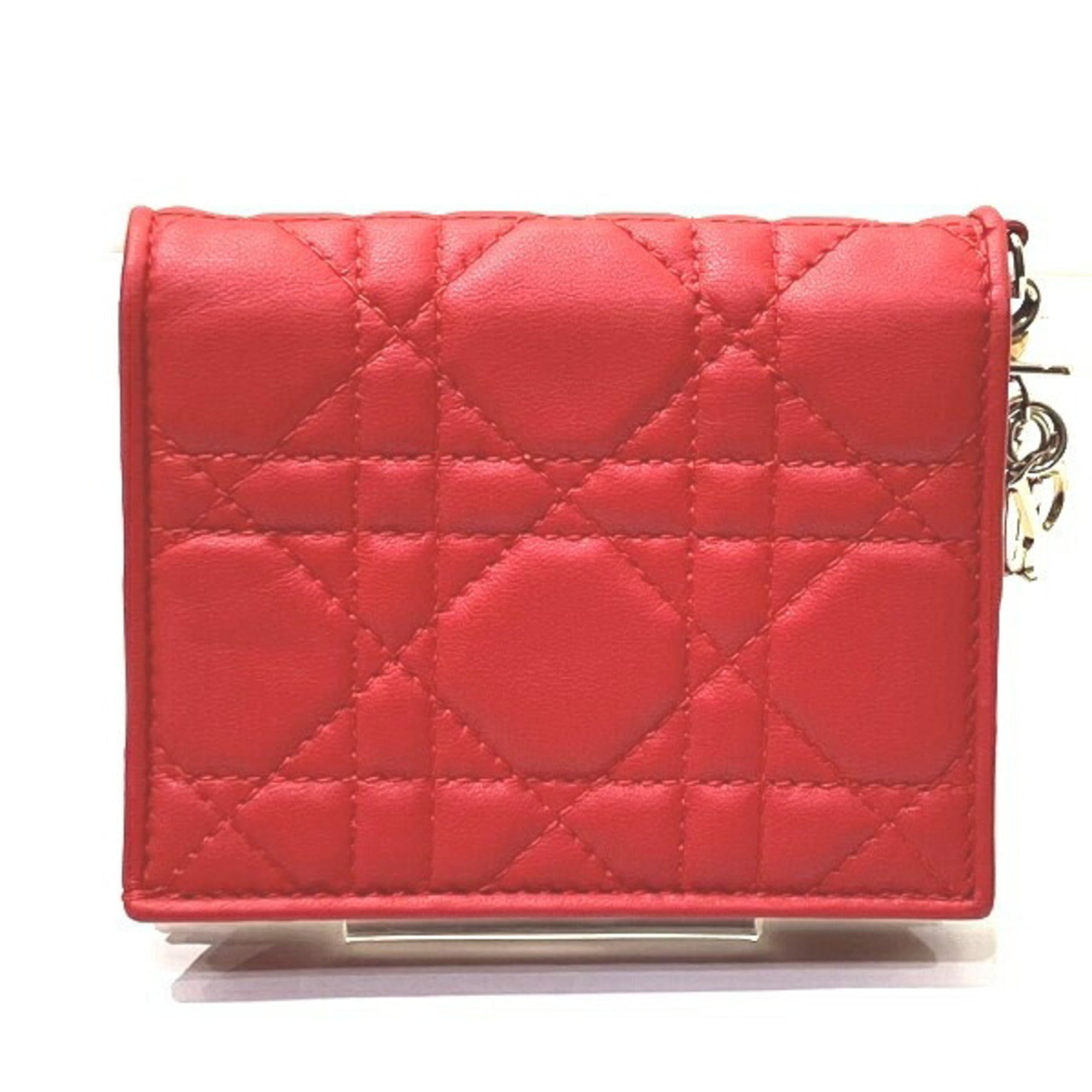 Christian Dior Red Color Leather Wallet (Bi-Fold) (Pre-Owned)