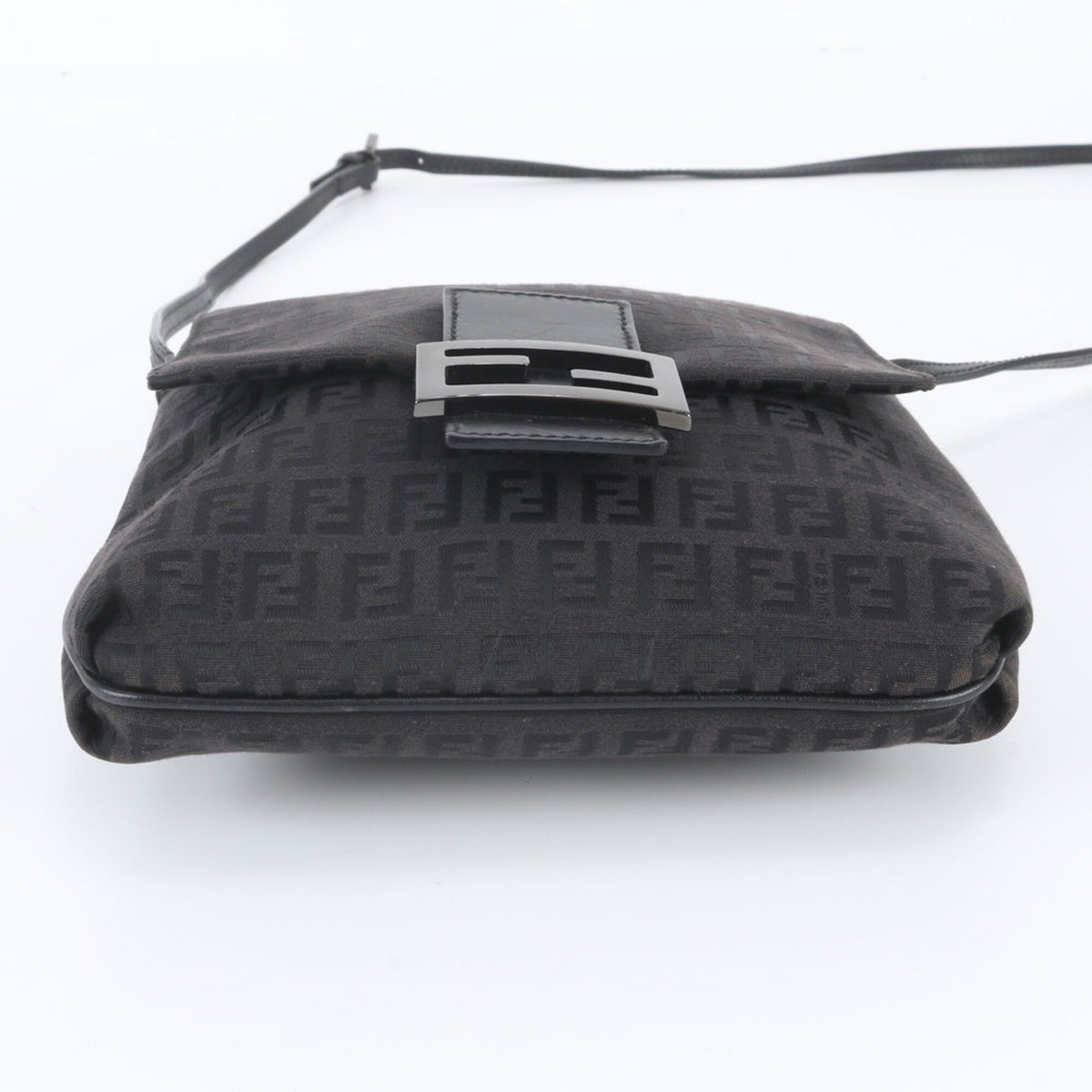 Fendi Black Leather Canvas Crossbody Bag Handbag Shoulder Bag Tote Bag (Pre-Owned)