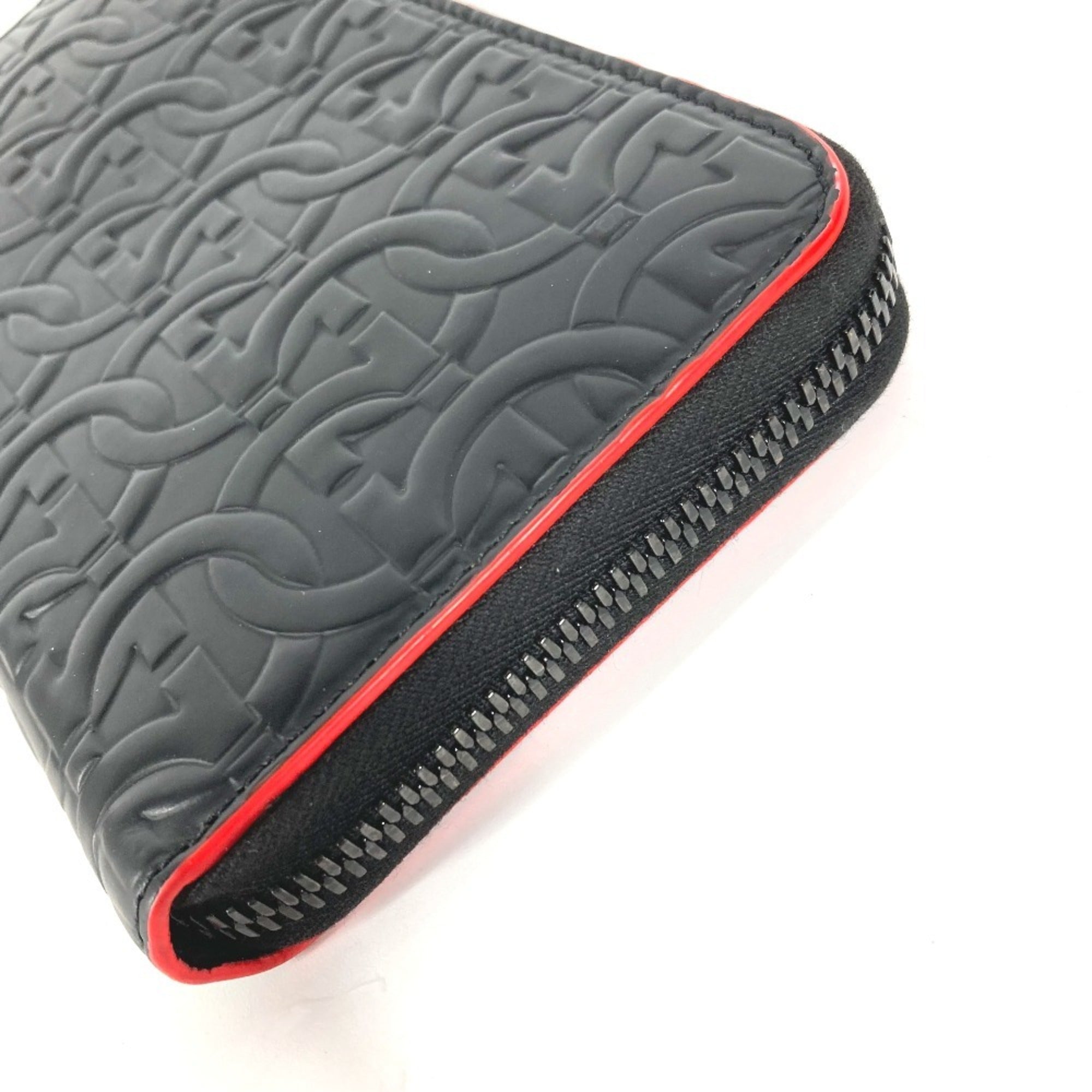 Salvatore Ferragamo Black Red Color Leather Long Wallet (Bi-Fold) (Pre-Owned)